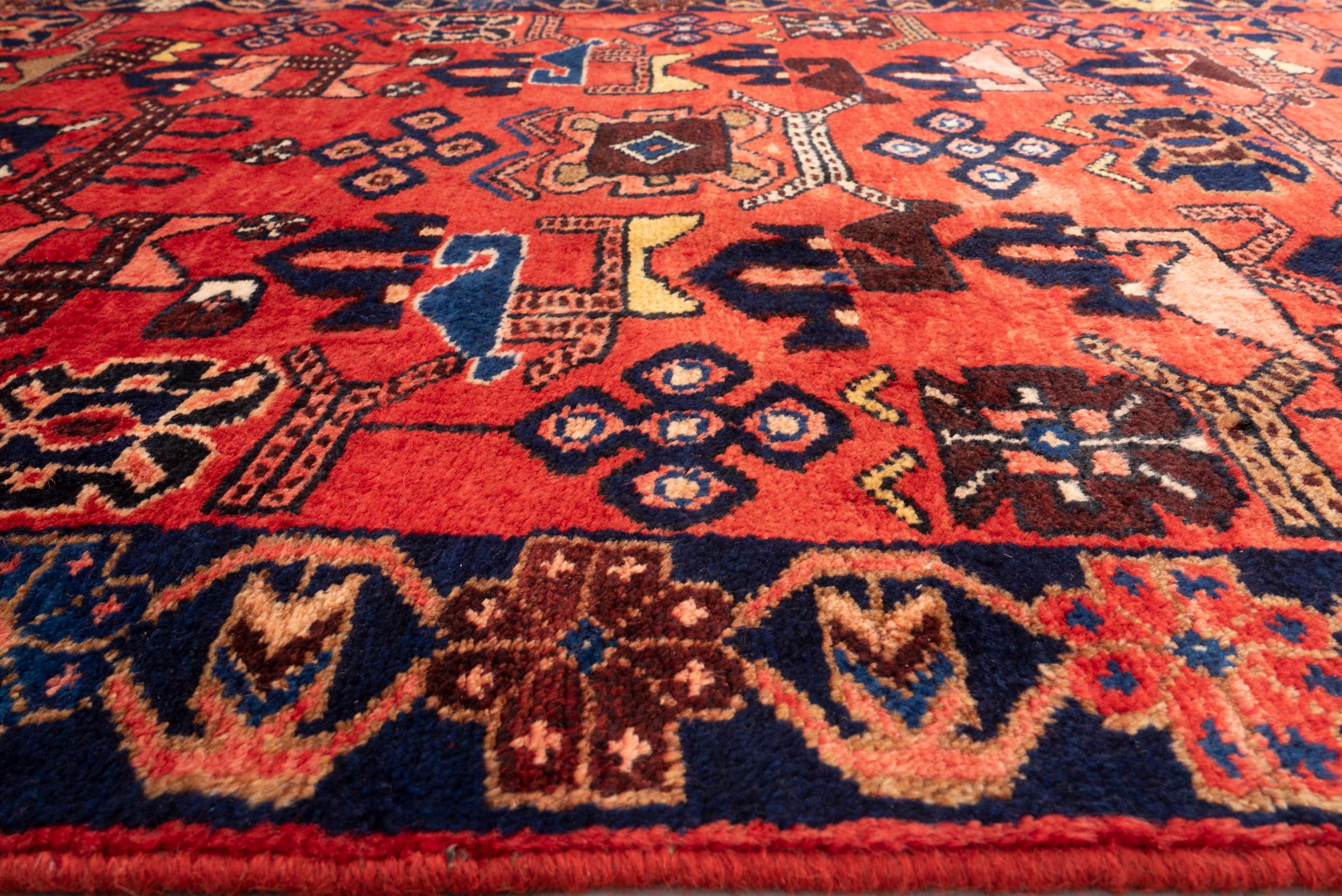 Vintage Saveh Geometric Abrash Persian Runner Rug