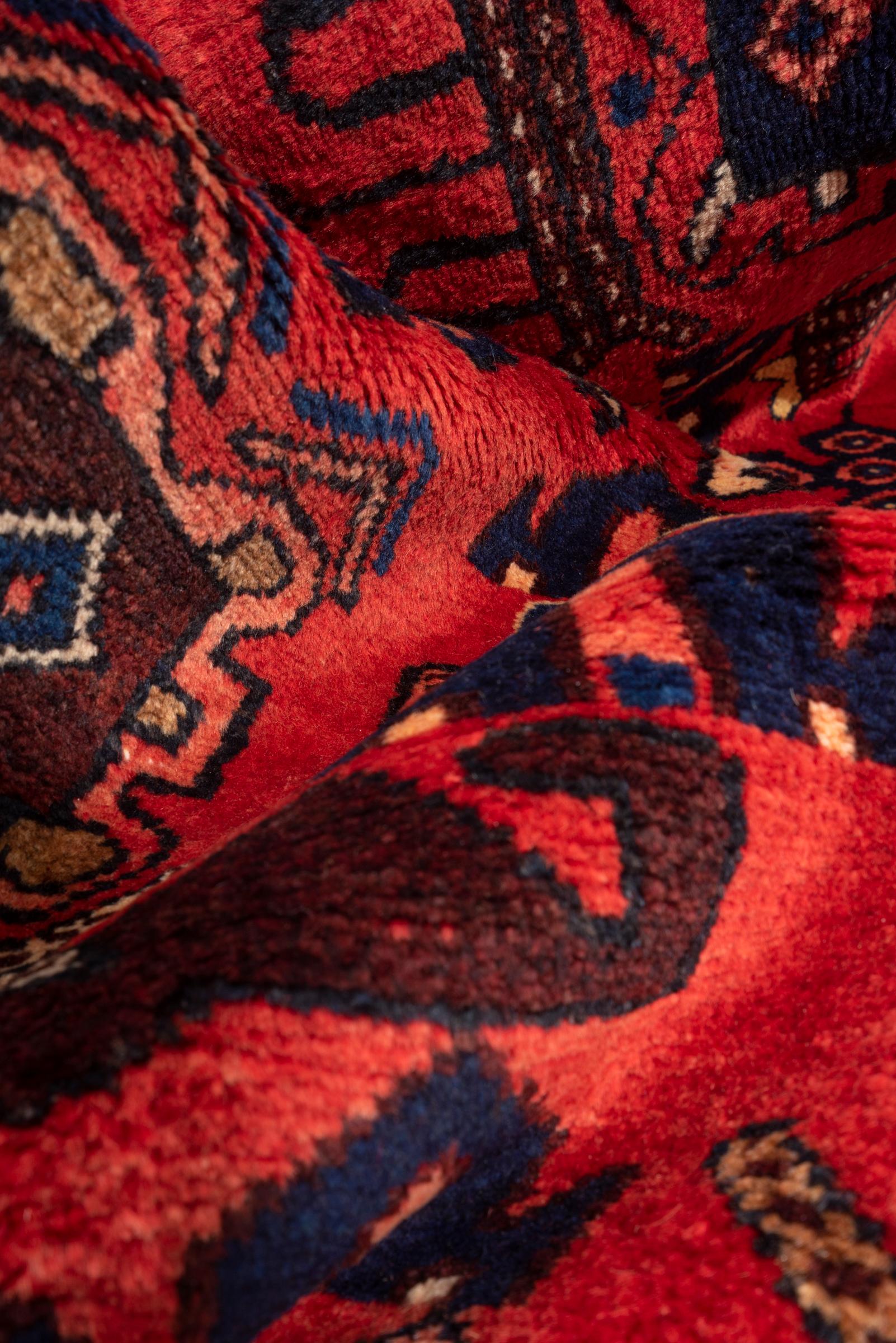 Vintage Saveh Geometric Abrash Persian Runner Rug