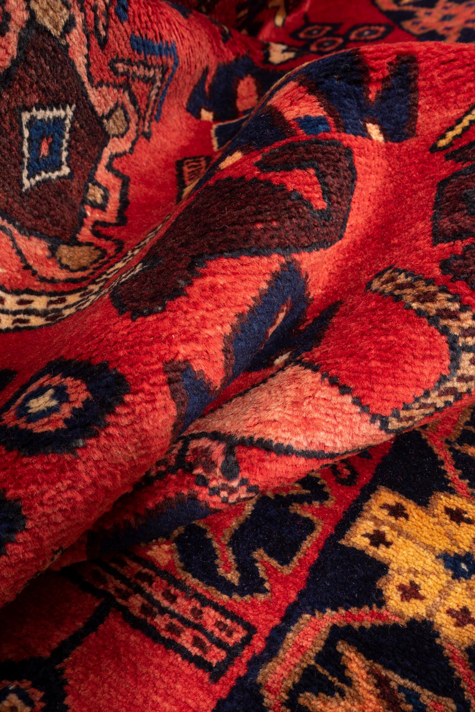 Vintage Saveh Geometric Abrash Persian Runner Rug