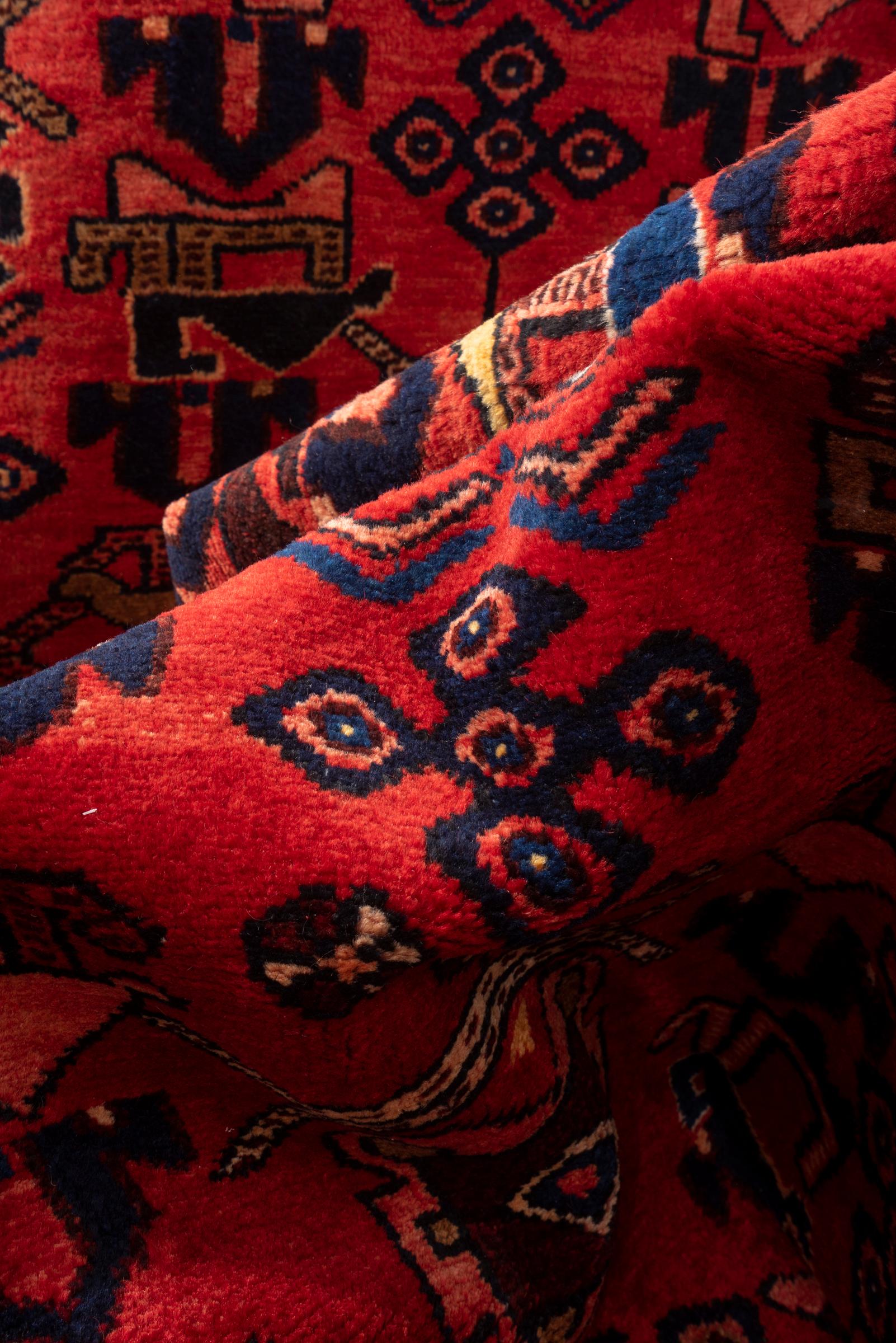Vintage Saveh Geometric Abrash Persian Runner Rug