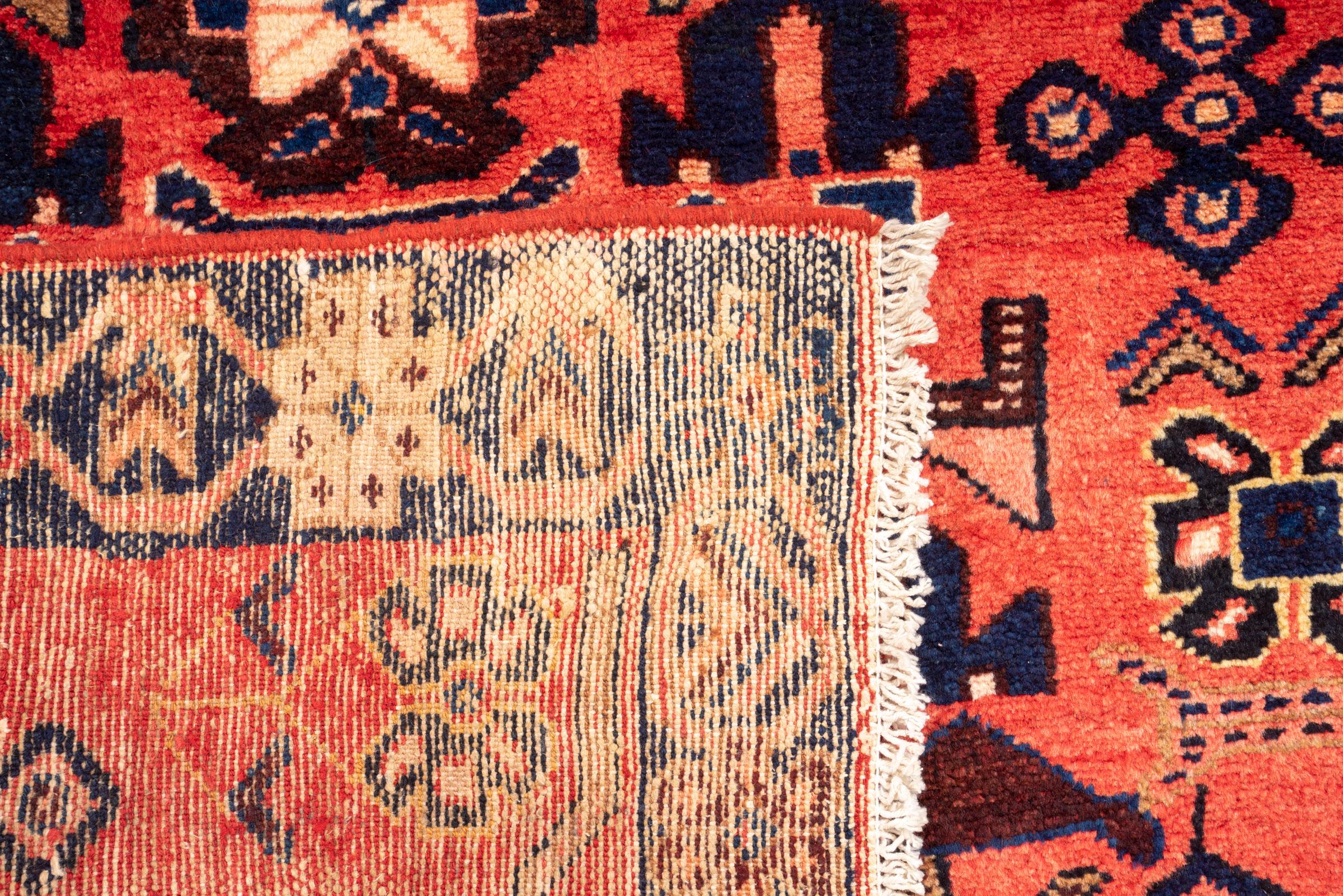 Vintage Saveh Geometric Abrash Persian Runner Rug