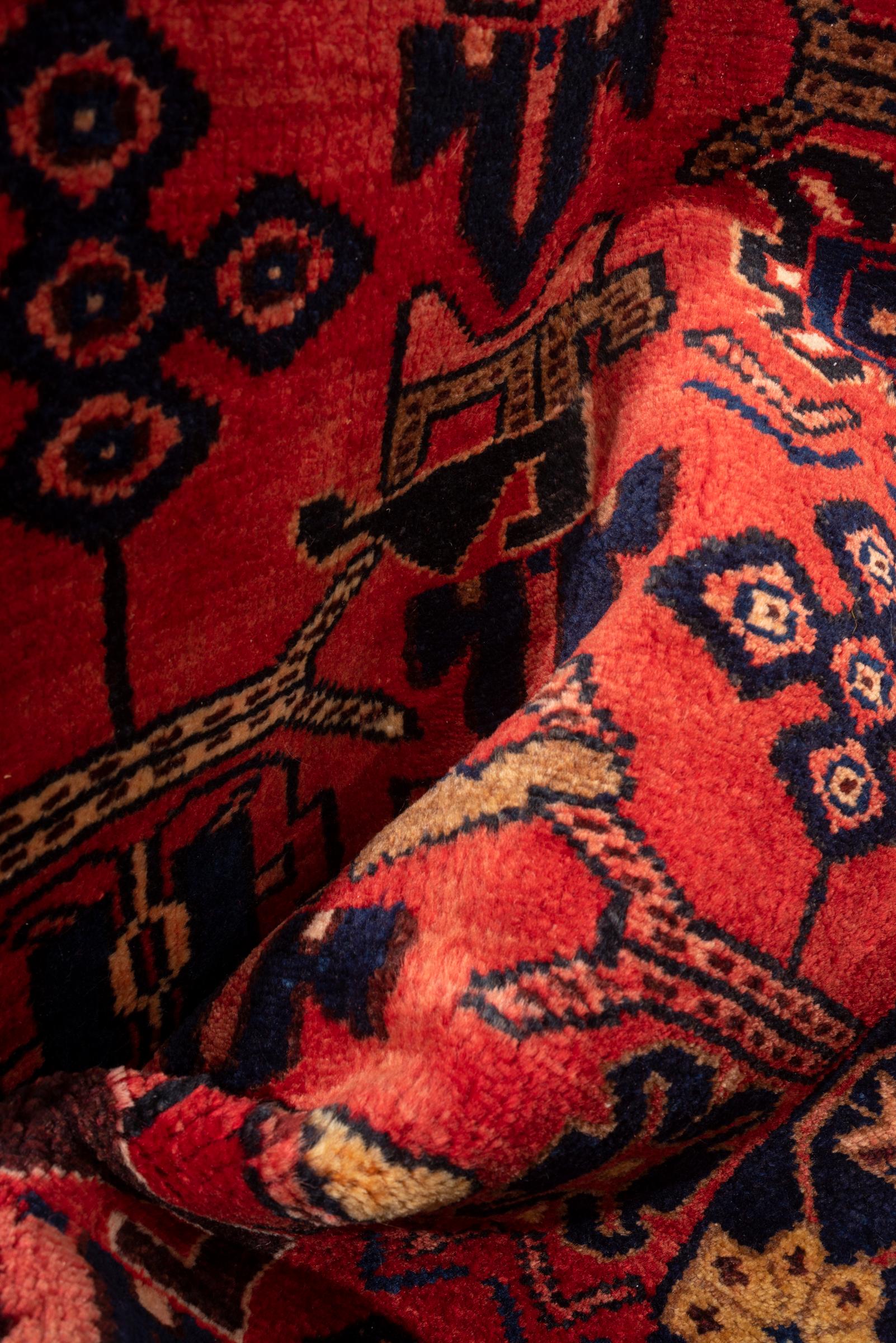 Vintage Saveh Geometric Abrash Persian Runner Rug