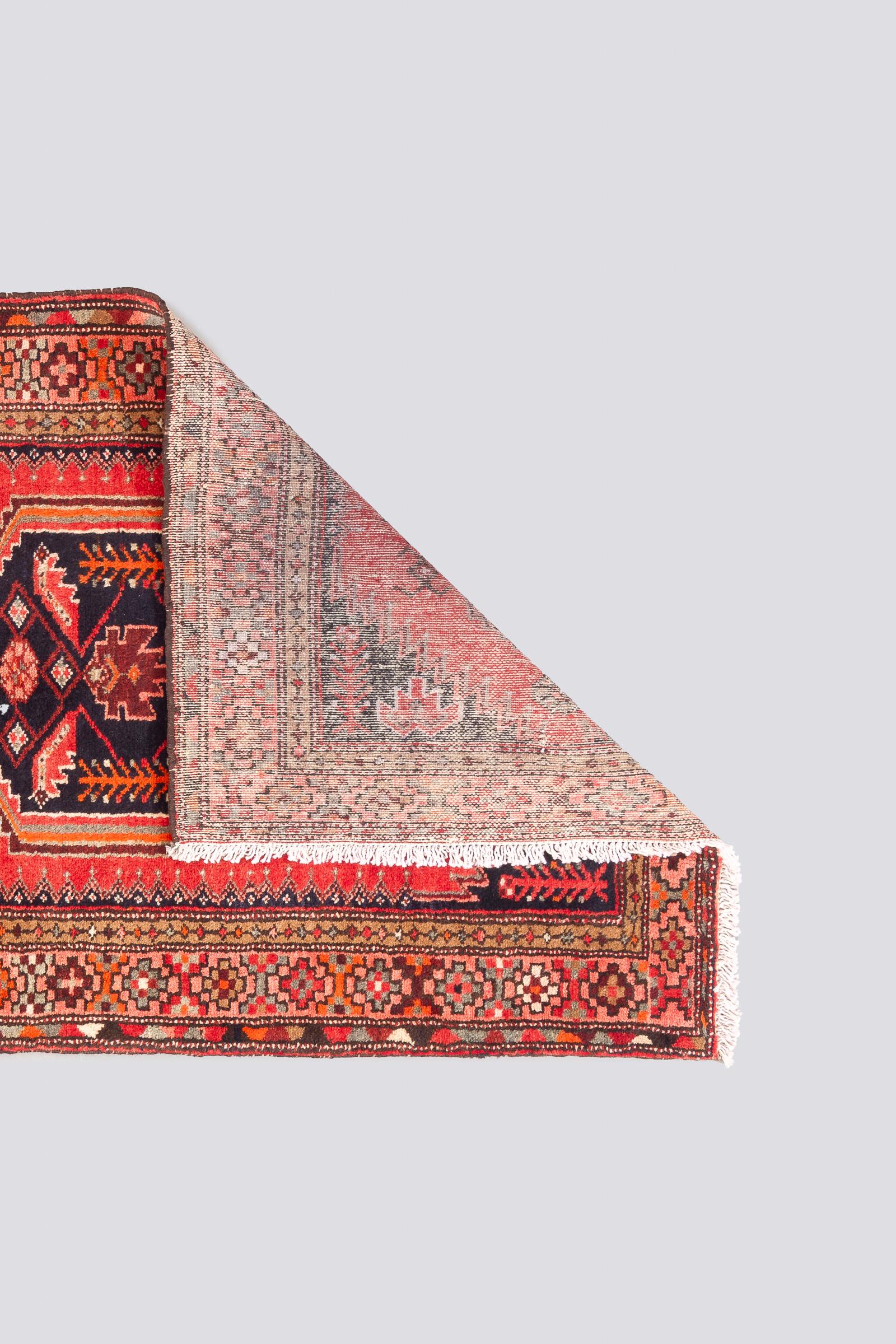 Vintage Khamse Zanjan Se Toranj Persian Runner Rug