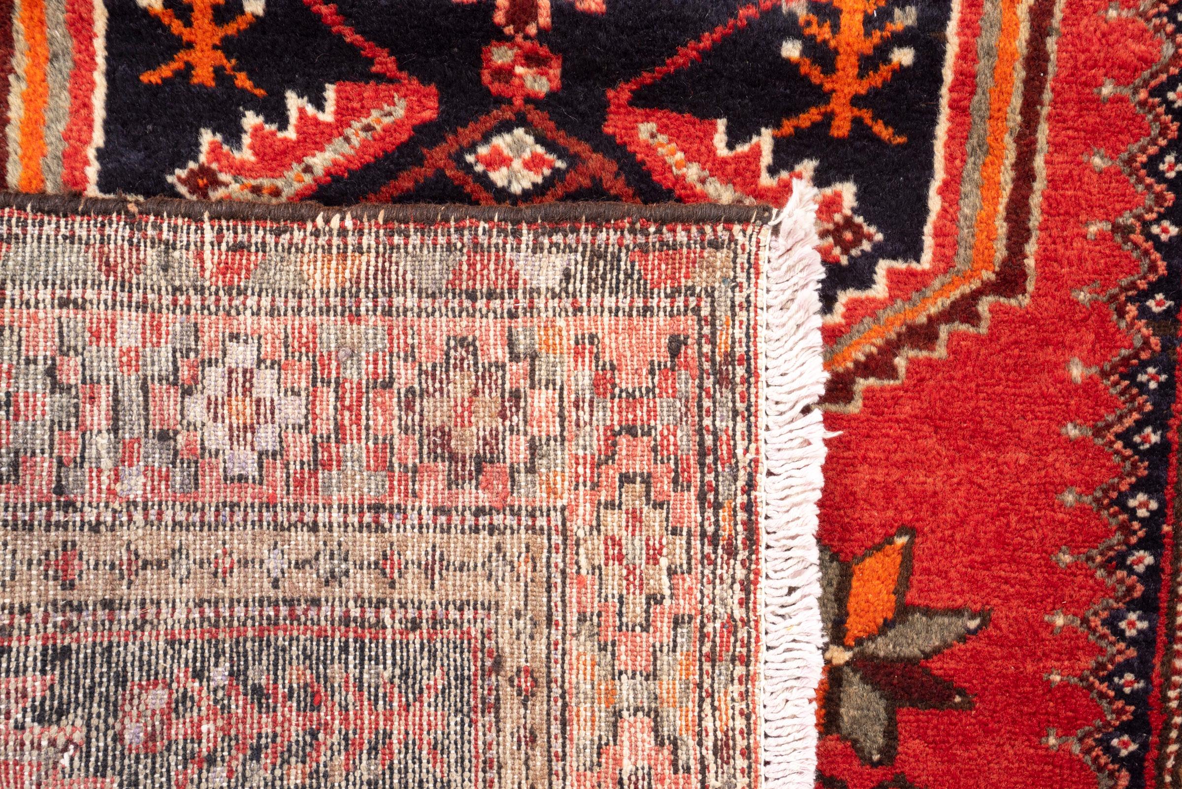 Vintage Khamse Zanjan Se Toranj Persian Runner Rug