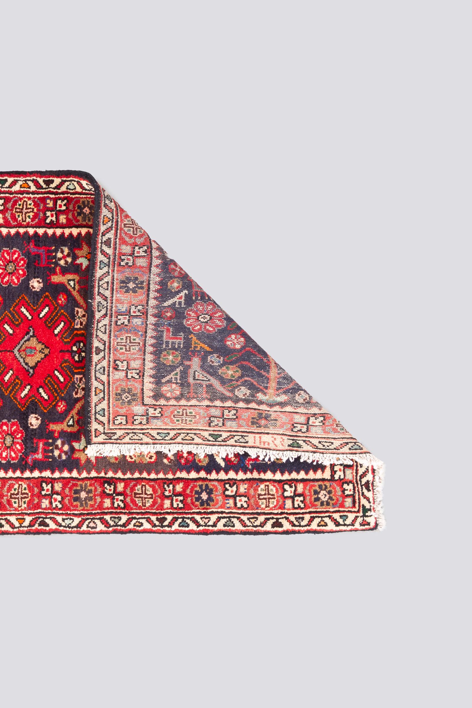 Vintage Khamse Zanjan Flora Persian Runner Rug