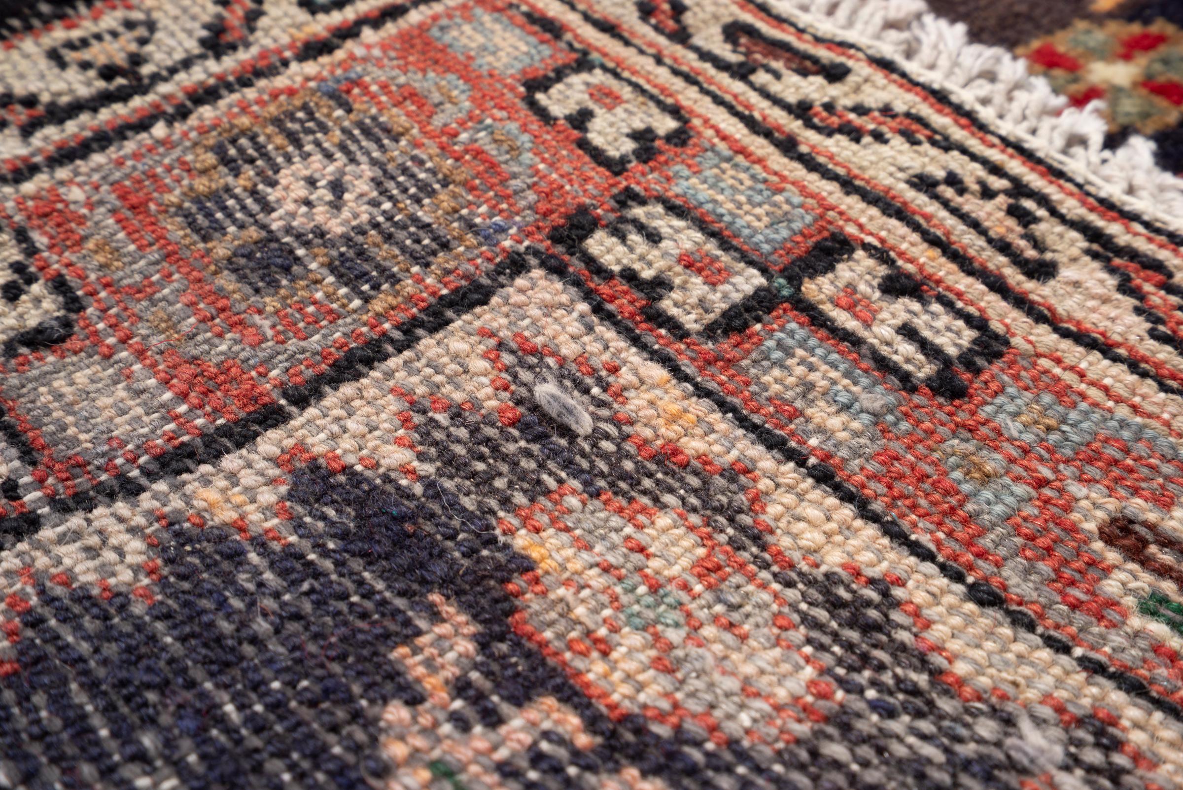 Vintage Khamse Zanjan Flora Persian Runner Rug