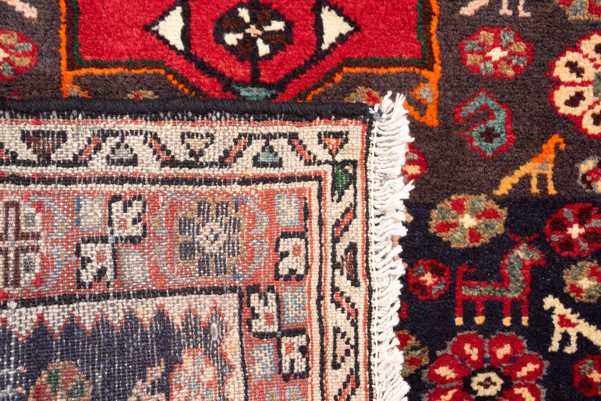 Vintage Khamse Zanjan Flora Persian Runner Rug