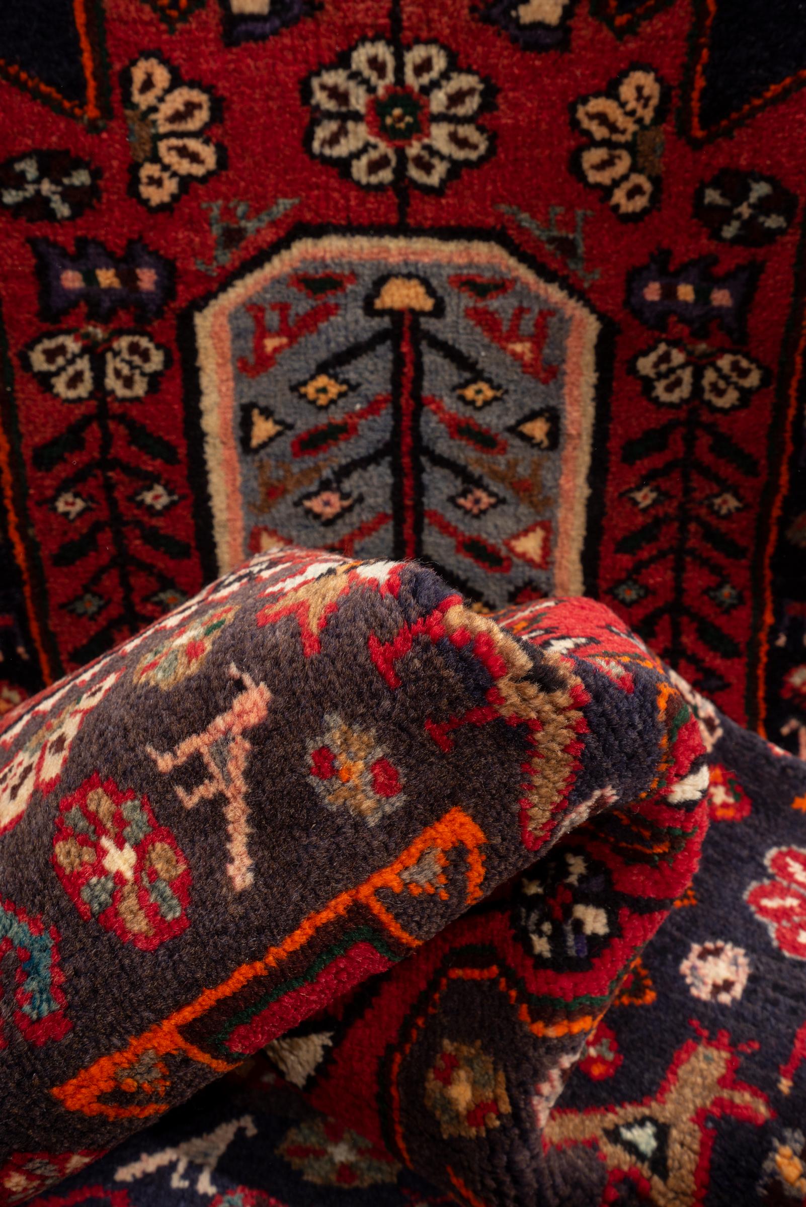 Vintage Khamse Zanjan Flora Persian Runner Rug