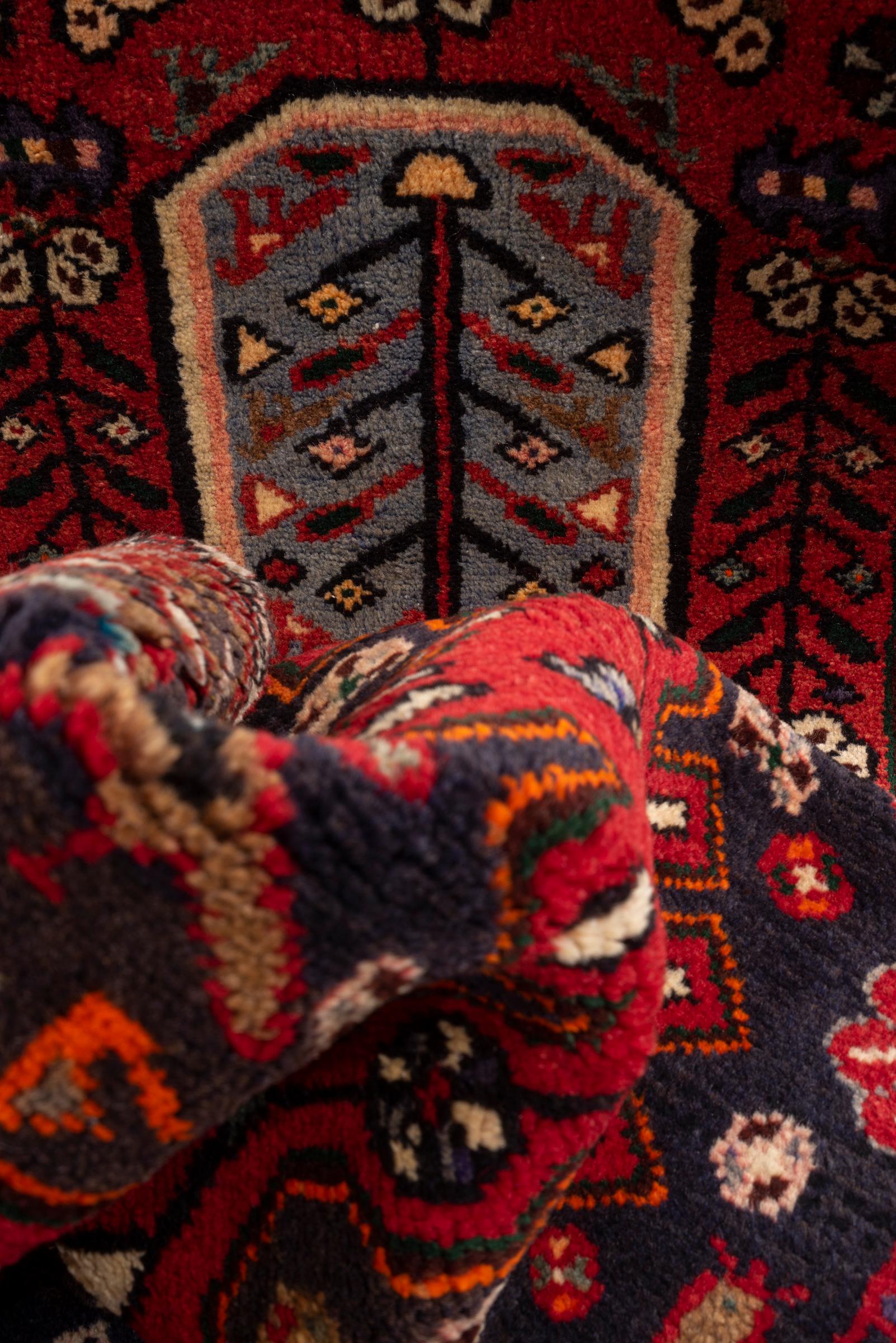 Vintage Khamse Zanjan Flora Persian Runner Rug