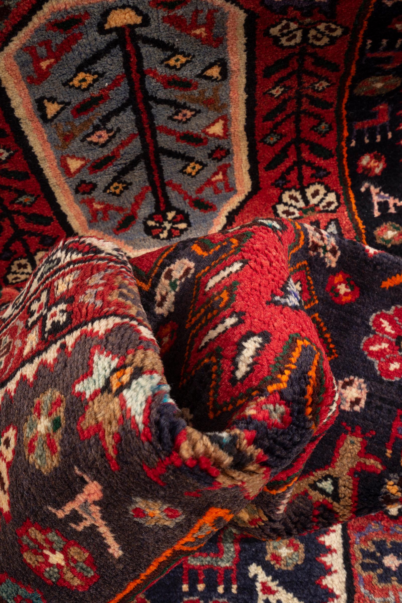 Vintage Khamse Zanjan Flora Persian Runner Rug
