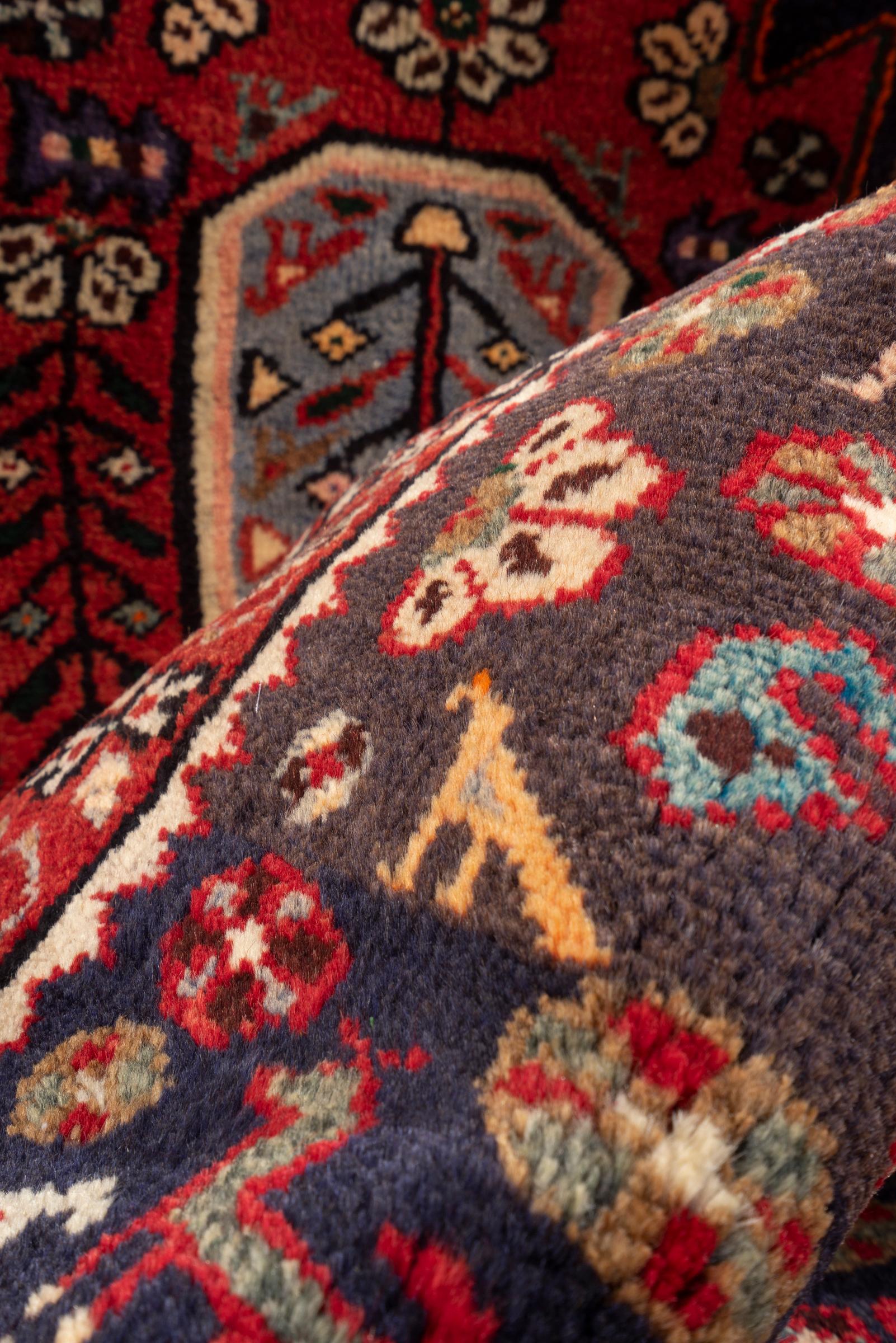Vintage Khamse Zanjan Flora Persian Runner Rug