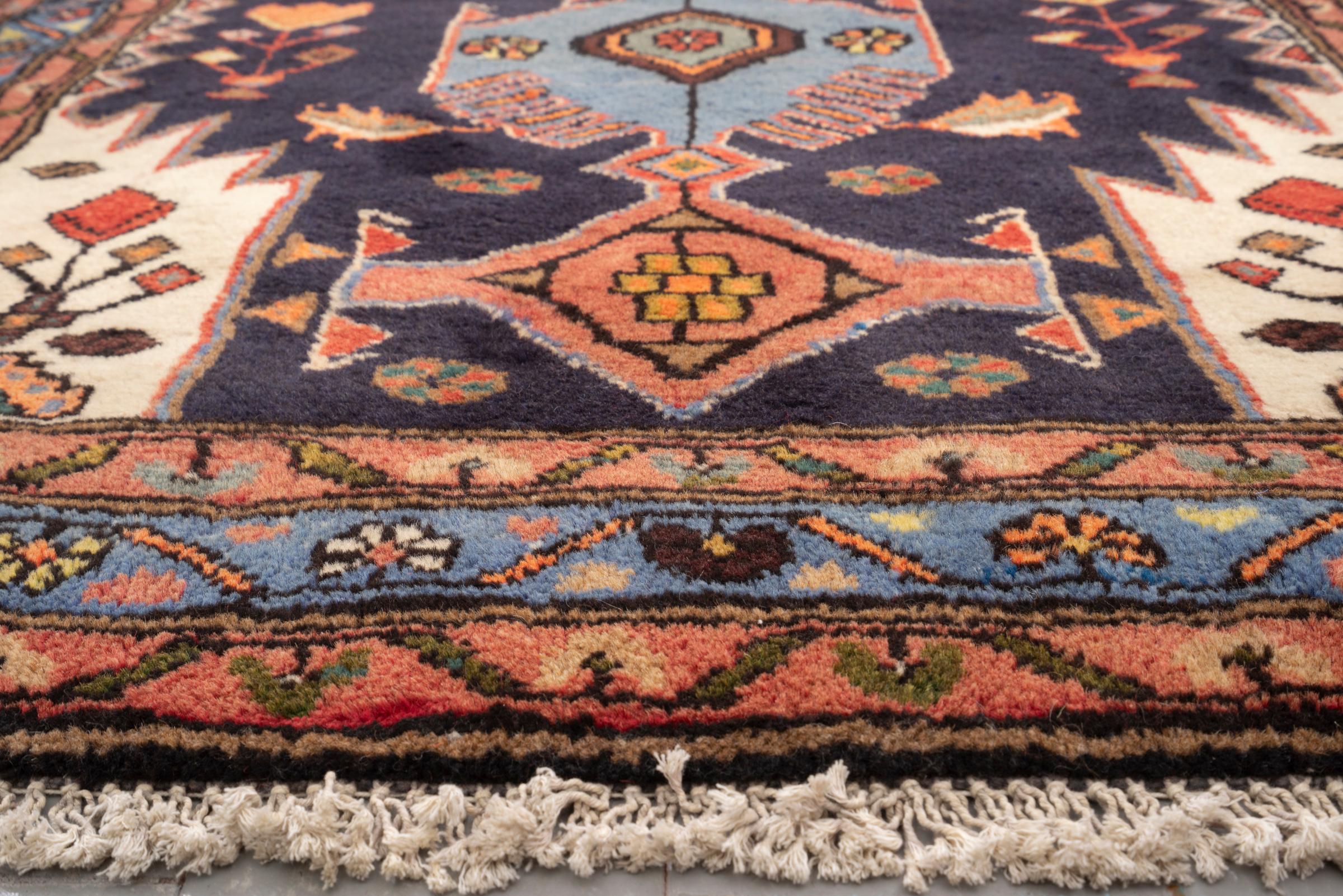 Vintage Tarom Zanjan Ocean Persian Runner Rug