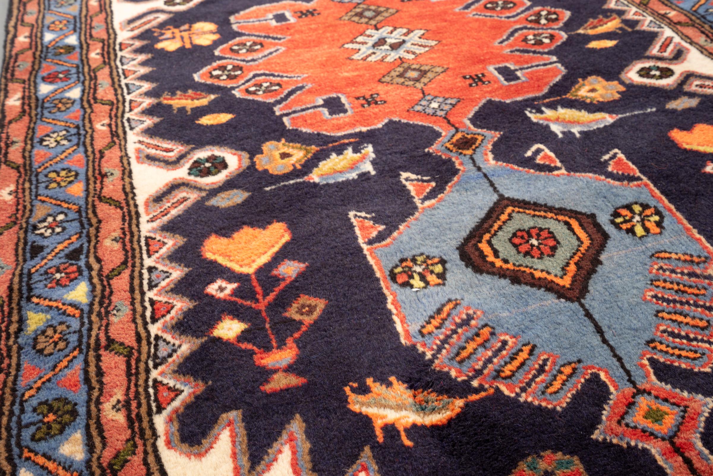 Vintage Tarom Zanjan Ocean Persian Runner Rug