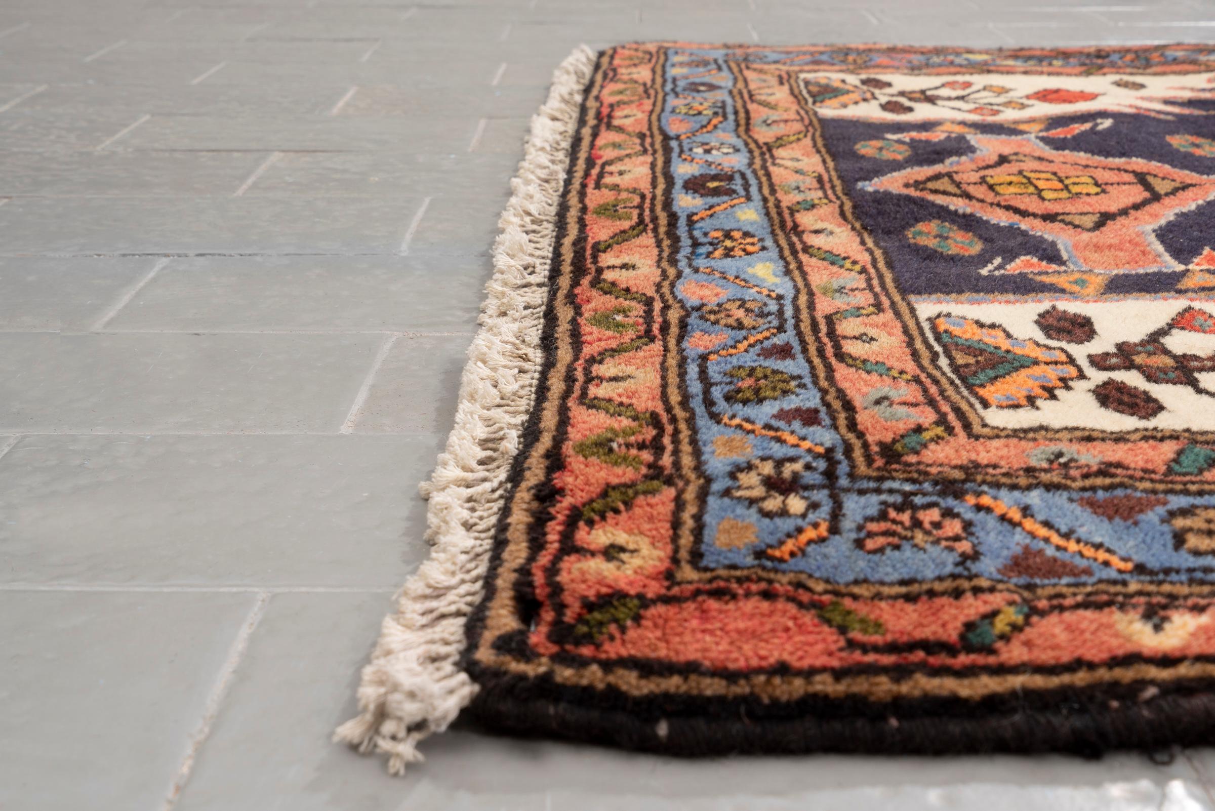 Vintage Tarom Zanjan Ocean Persian Runner Rug