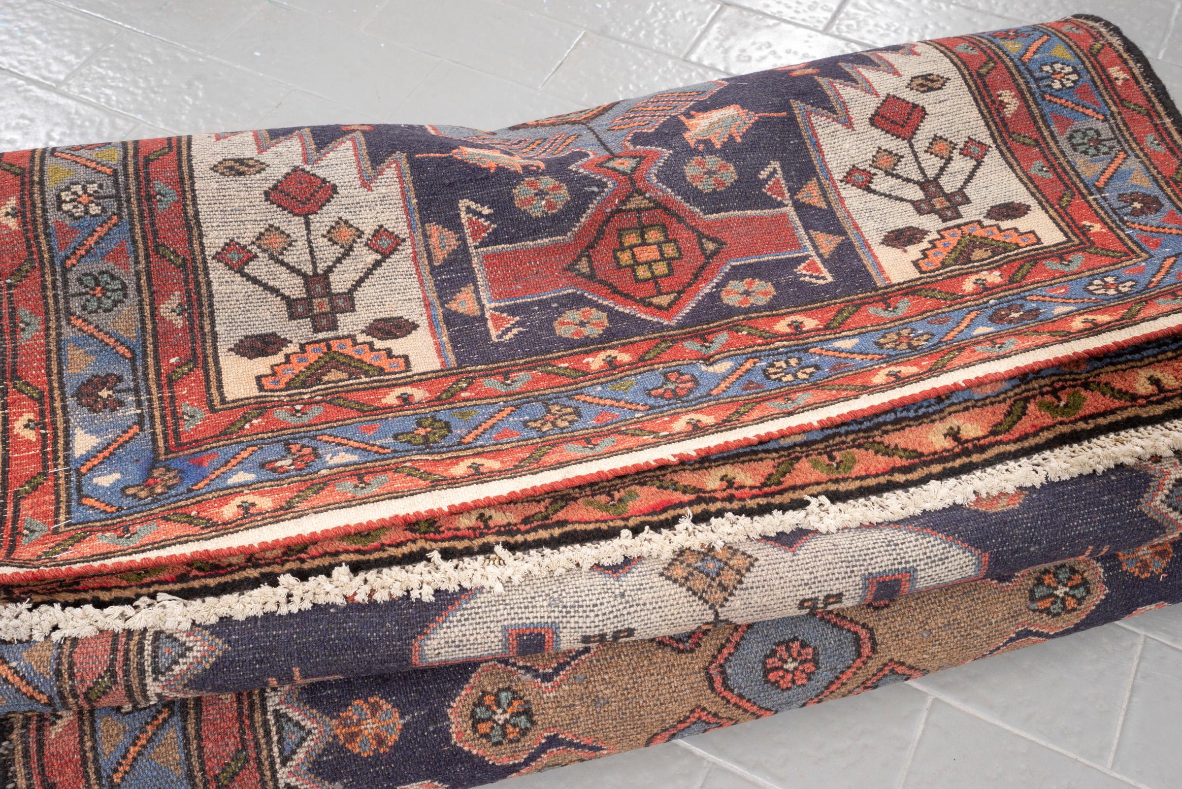 Vintage Tarom Zanjan Ocean Persian Runner Rug