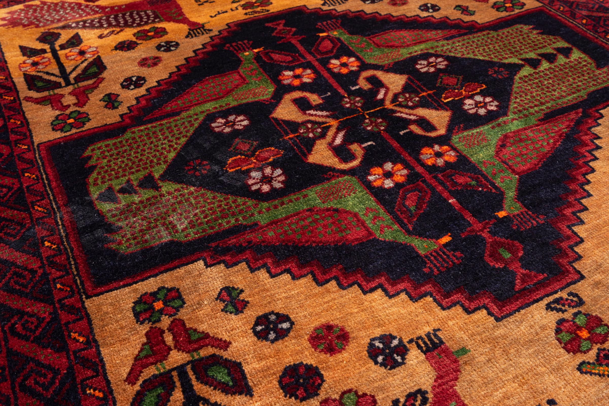 Vintage Baluch Pictorial Signed Persian Rug