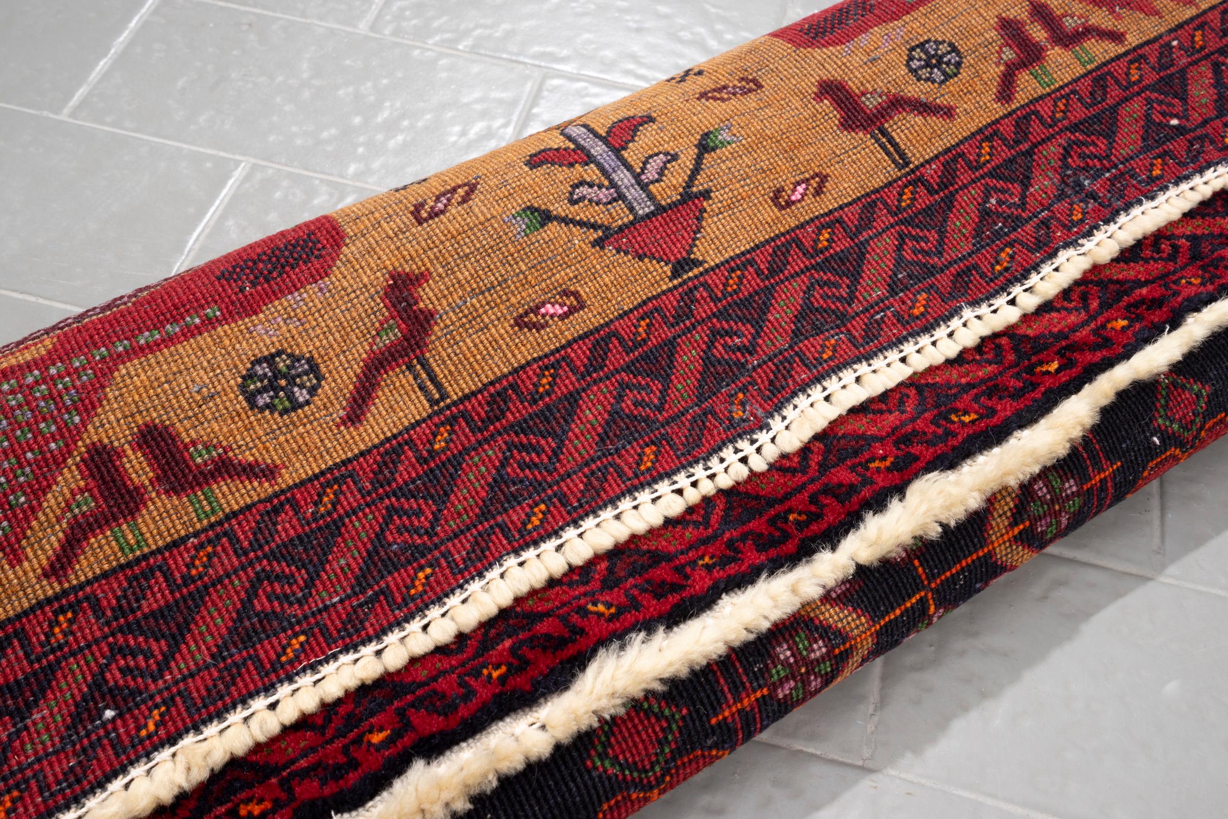 Vintage Baluch Pictorial Signed Persian Rug