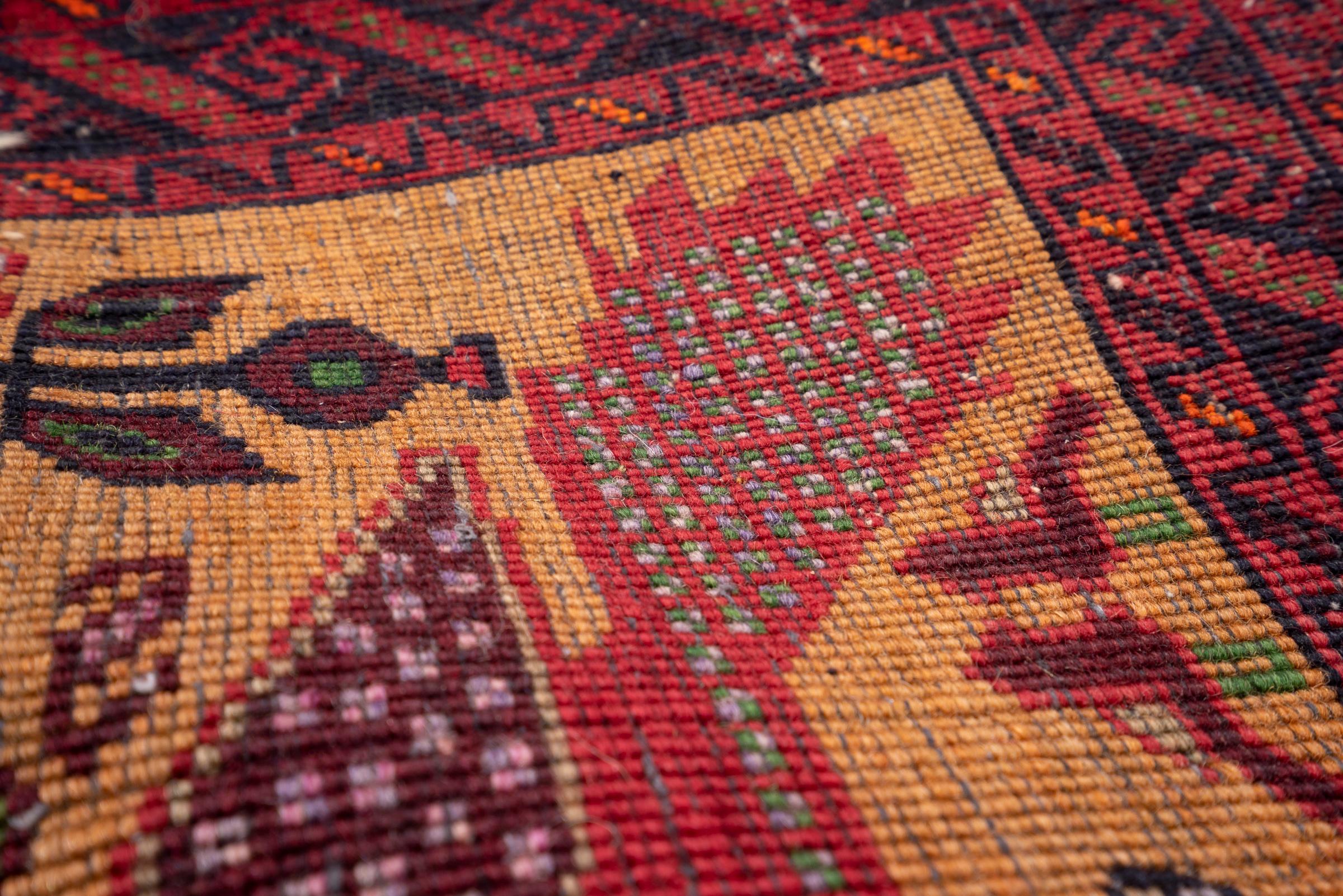 Vintage Baluch Pictorial Signed Persian Rug