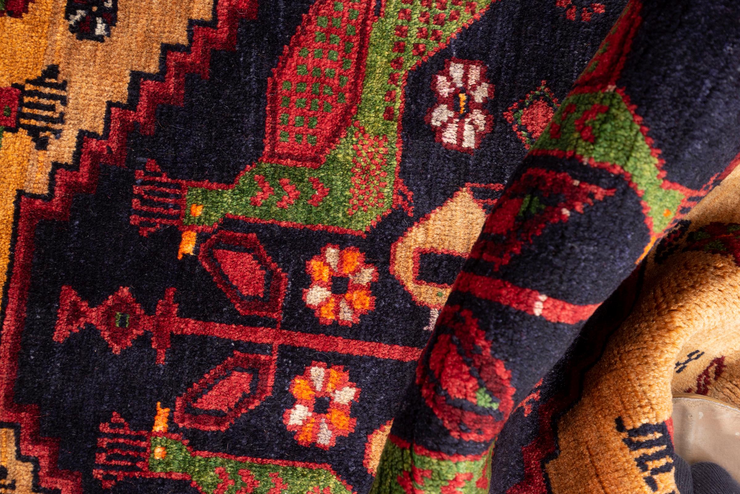 Vintage Baluch Pictorial Signed Persian Rug