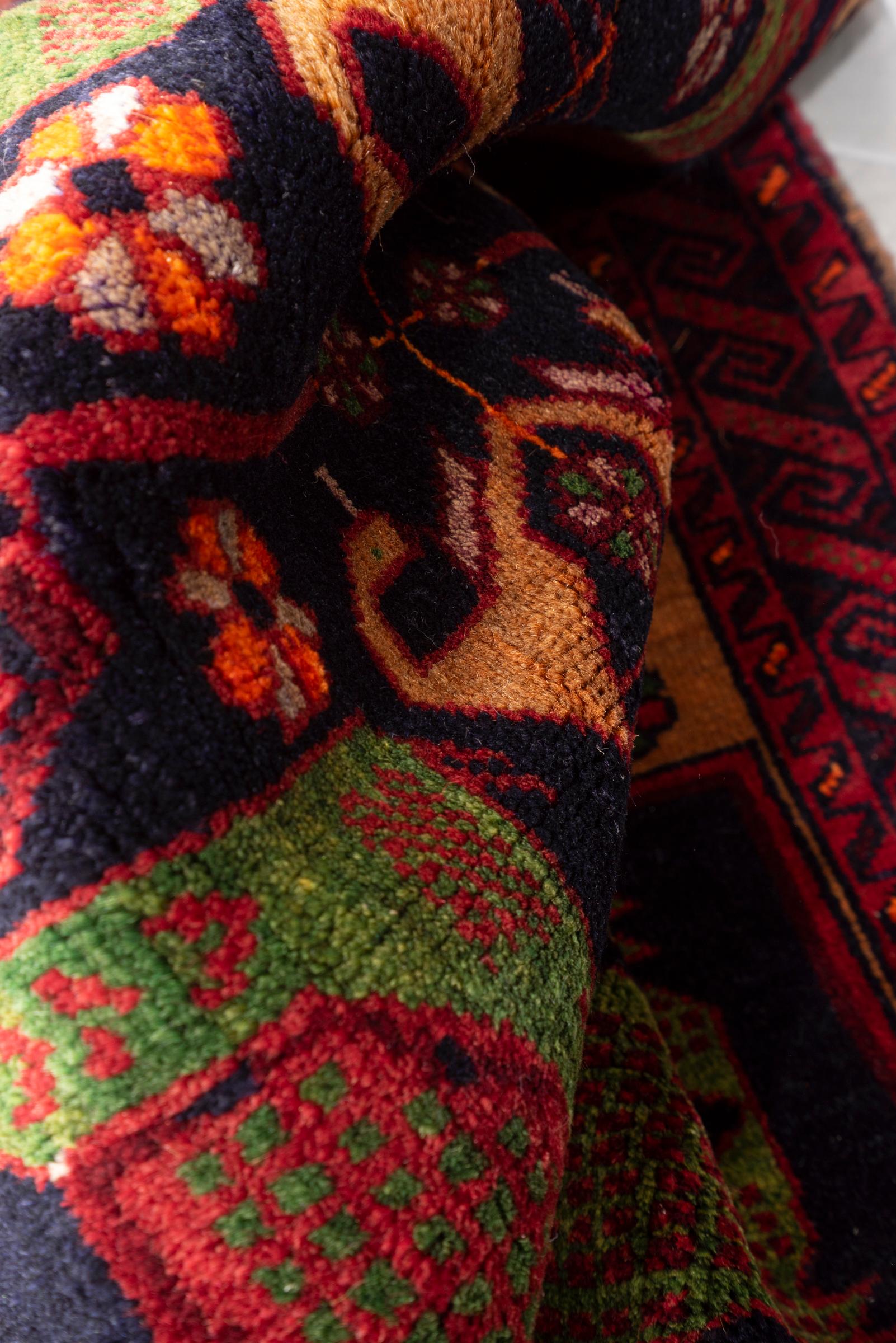 Vintage Baluch Pictorial Signed Persian Rug