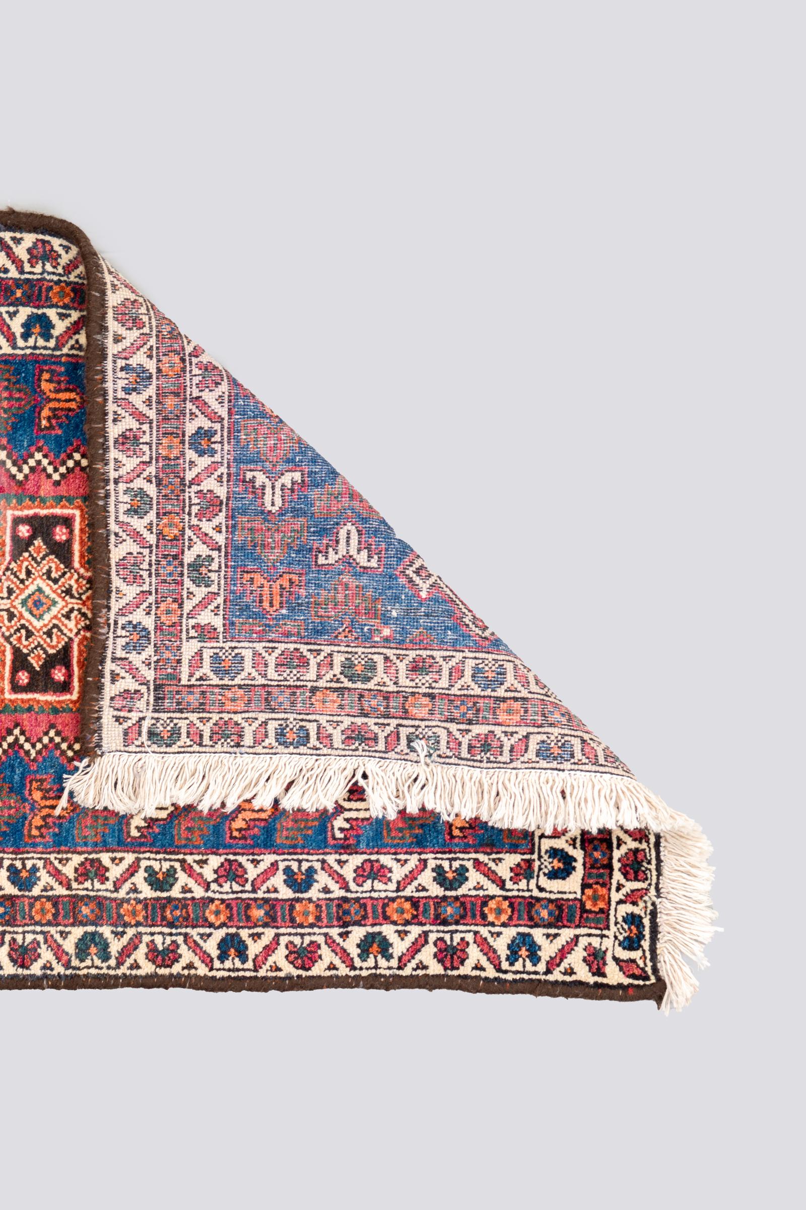 Vintage Yalame Toranj Persian Poshti Rug