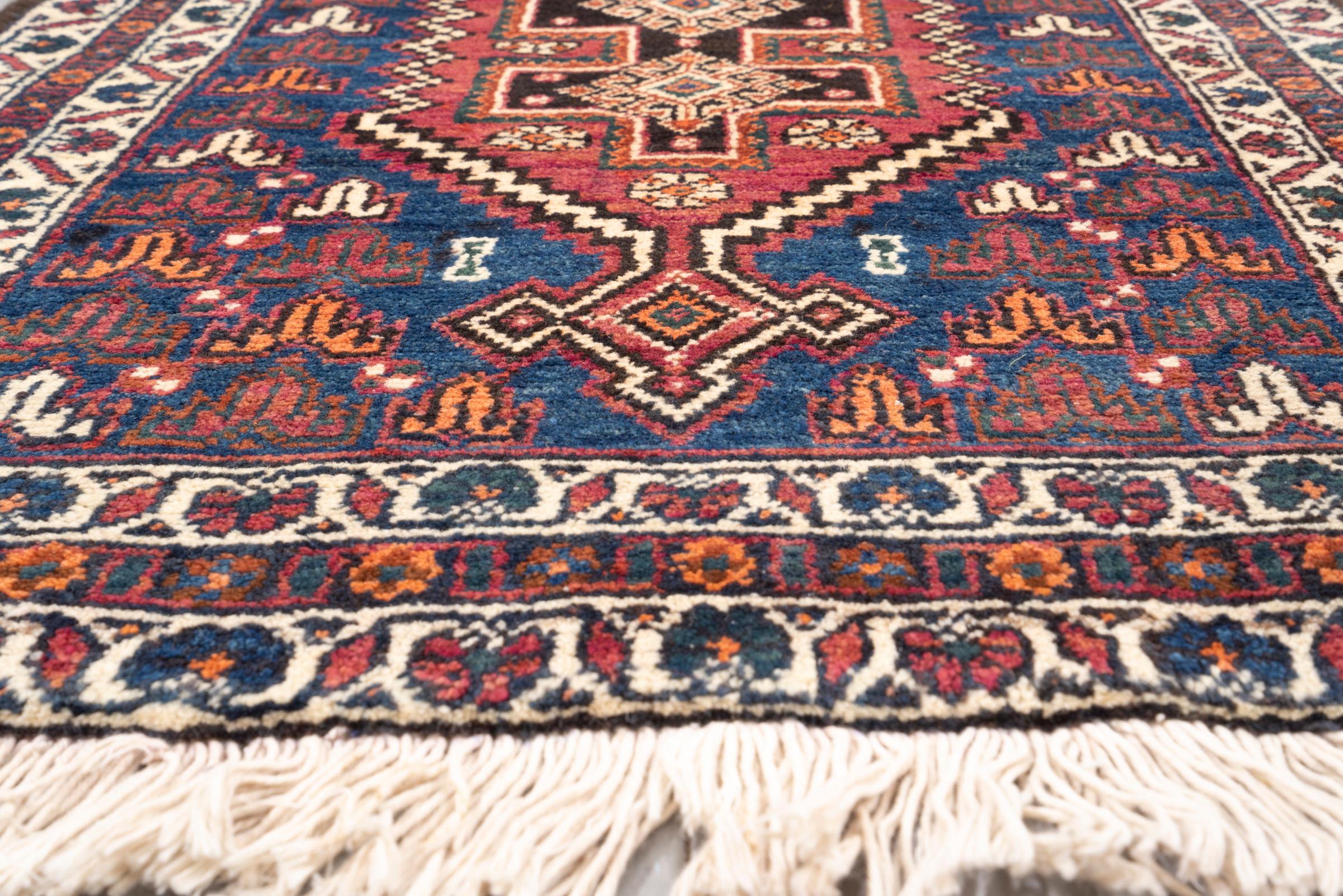 Vintage Yalame Toranj Persian Poshti Rug