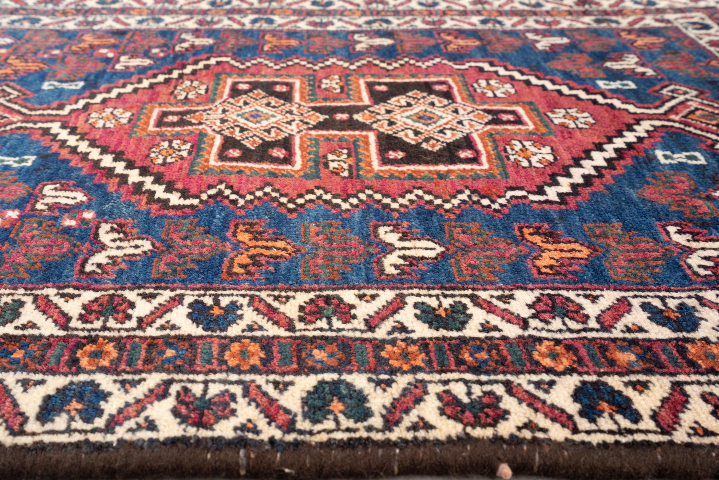 Vintage Yalame Toranj Persian Poshti Rug