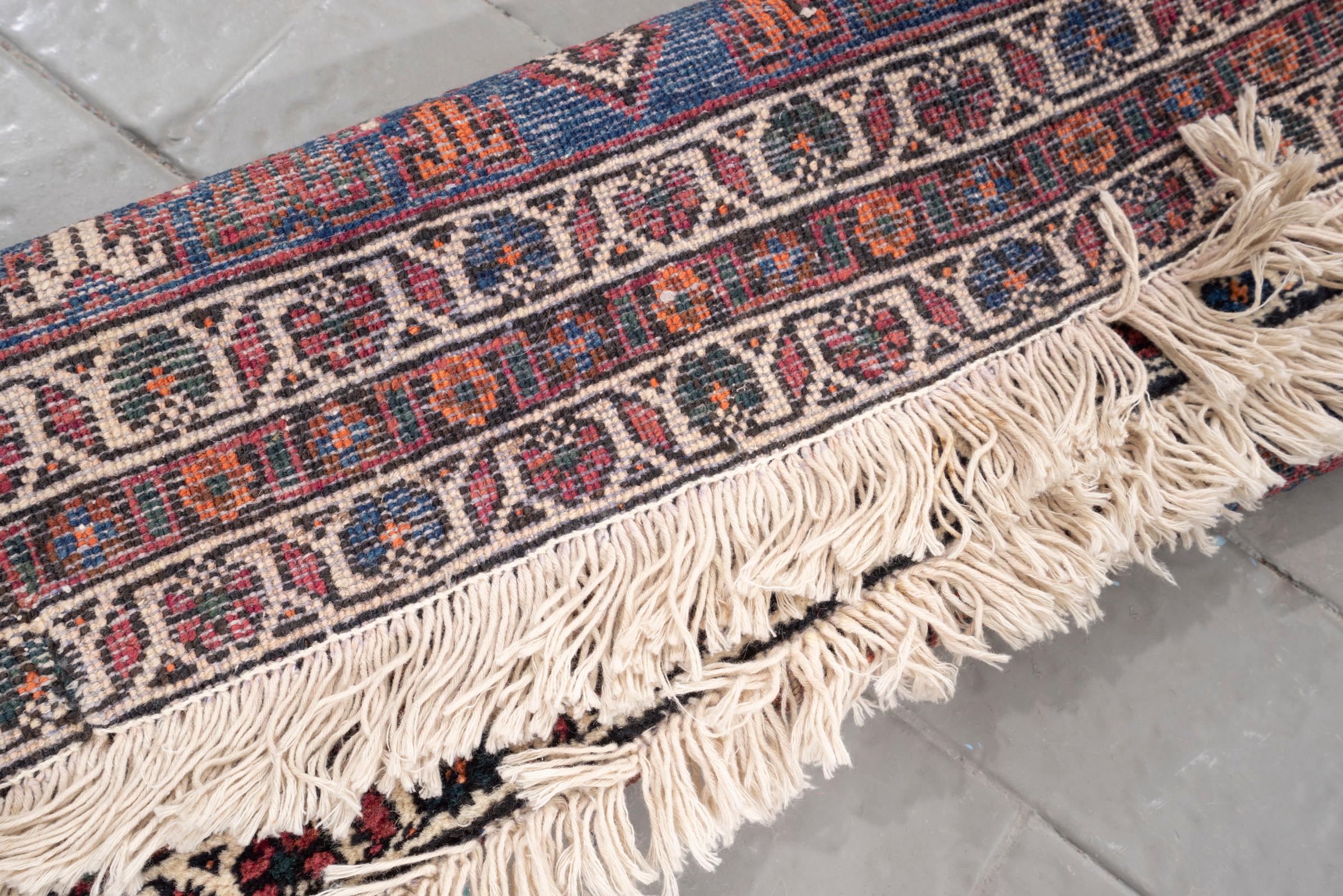 Vintage Yalame Toranj Persian Poshti Rug