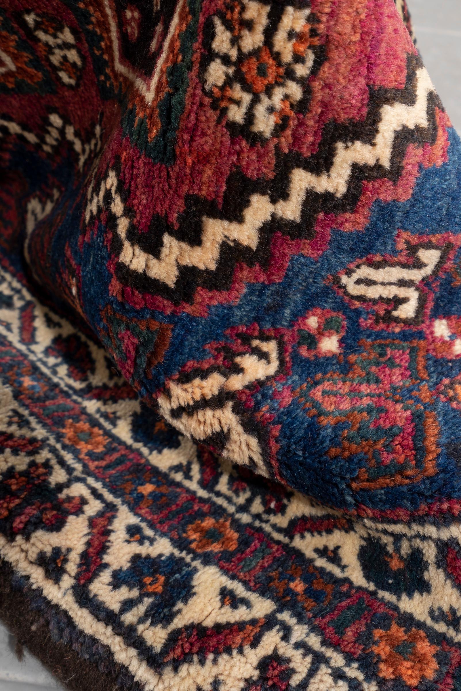 Vintage Yalame Toranj Persian Poshti Rug
