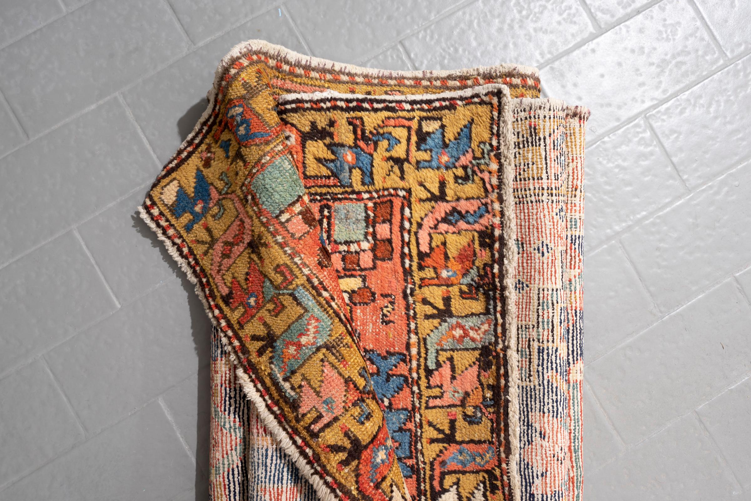 Antique Malayer Triple Toranj Fine Persian Runner Rug