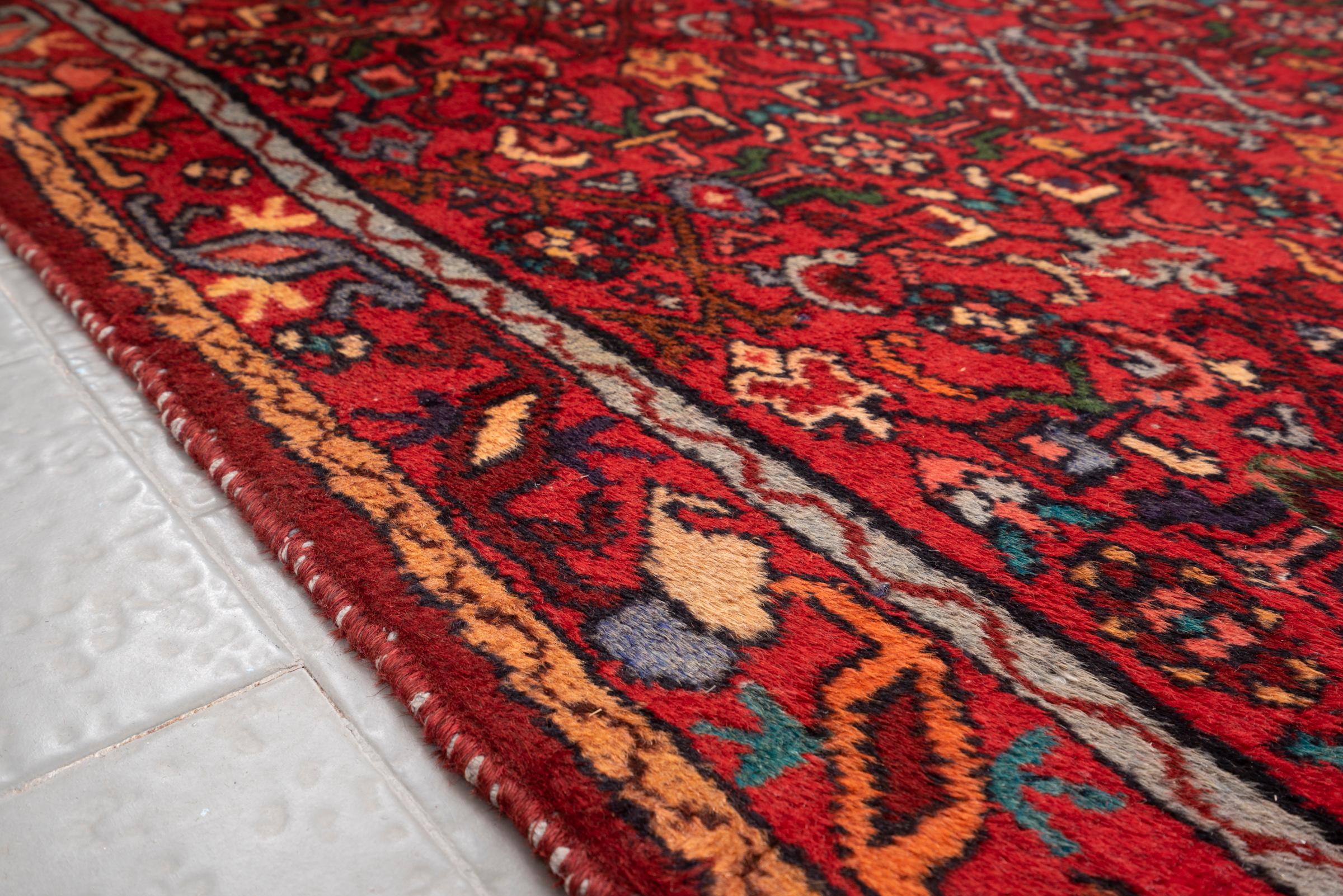 Vintage Hamadan Mahi Persian Runner Rug