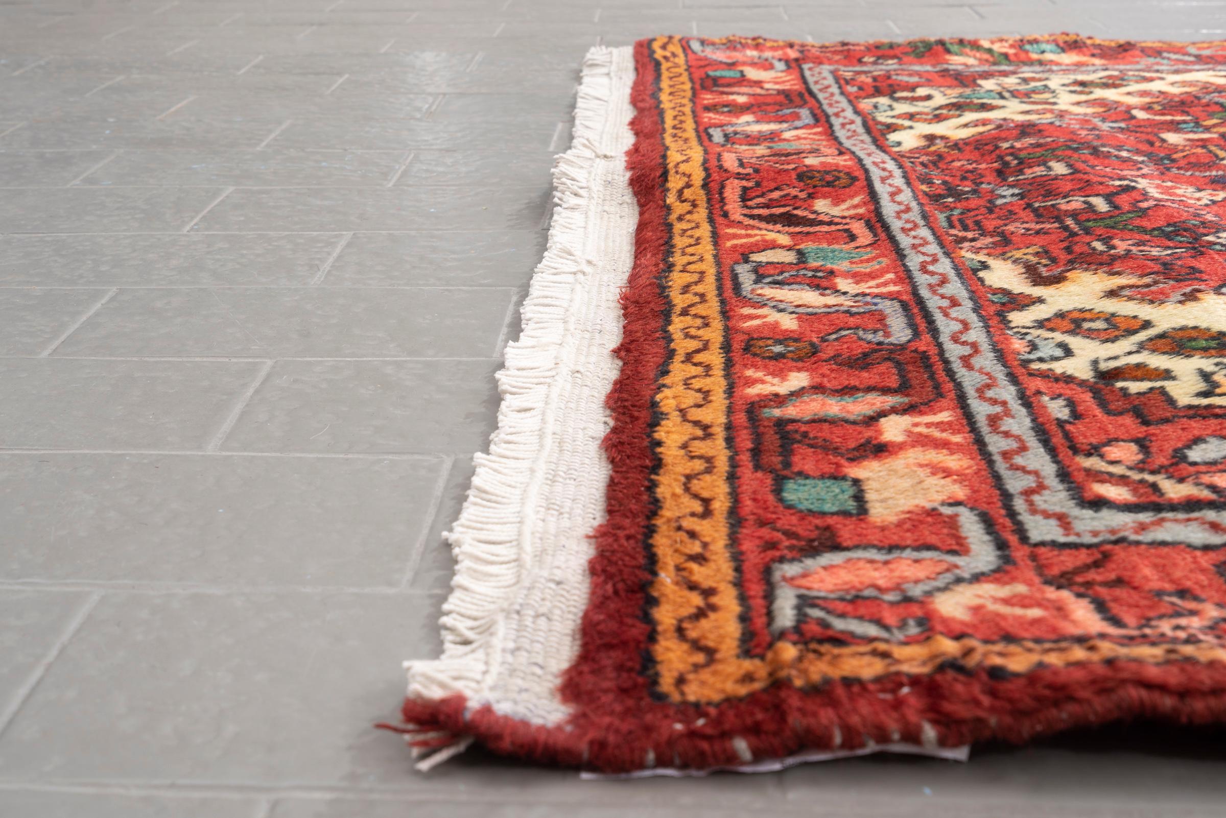 Vintage Hamadan Mahi Persian Runner Rug