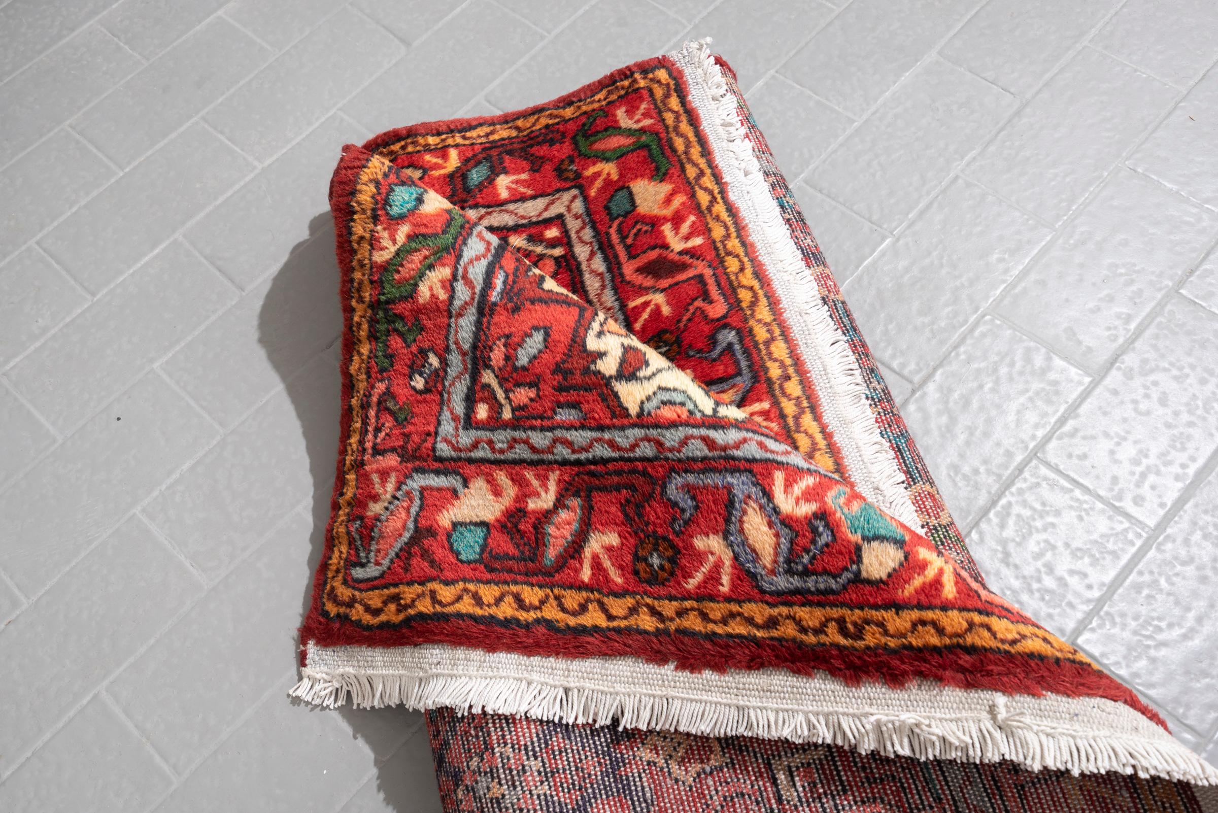 Vintage Hamadan Mahi Persian Runner Rug