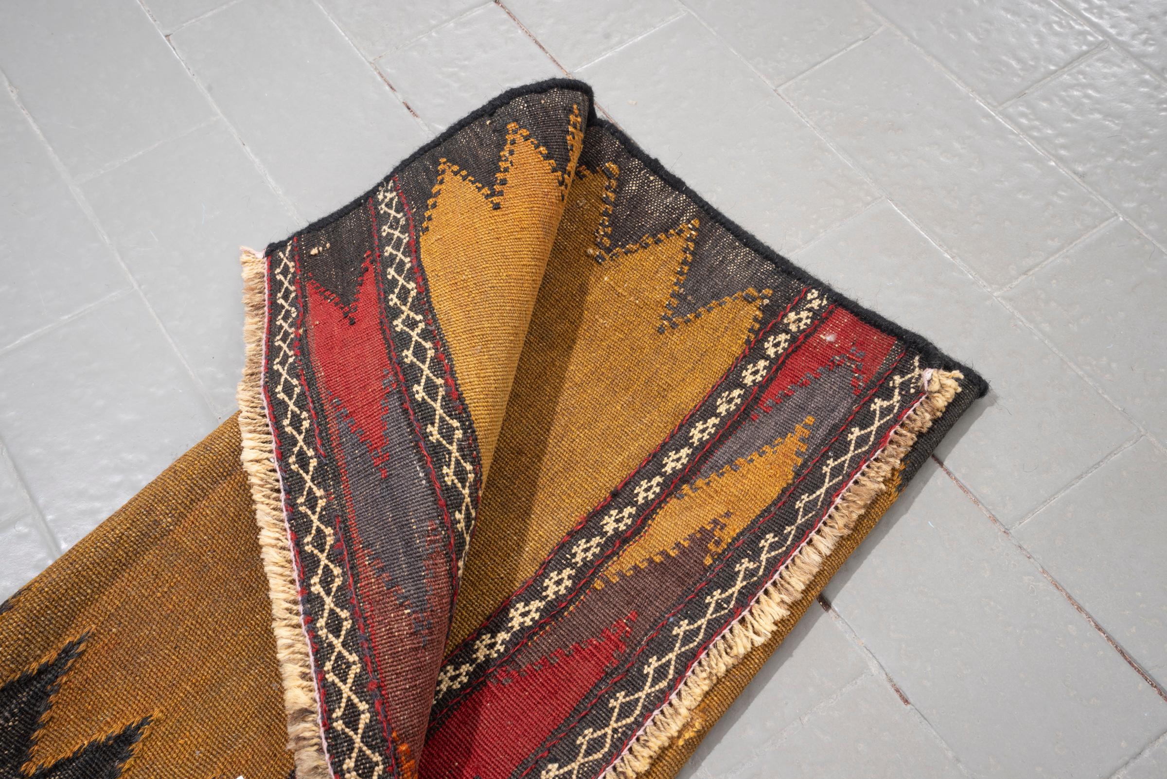 Vintage Baluch Saffrom Persian Sofreh Rug