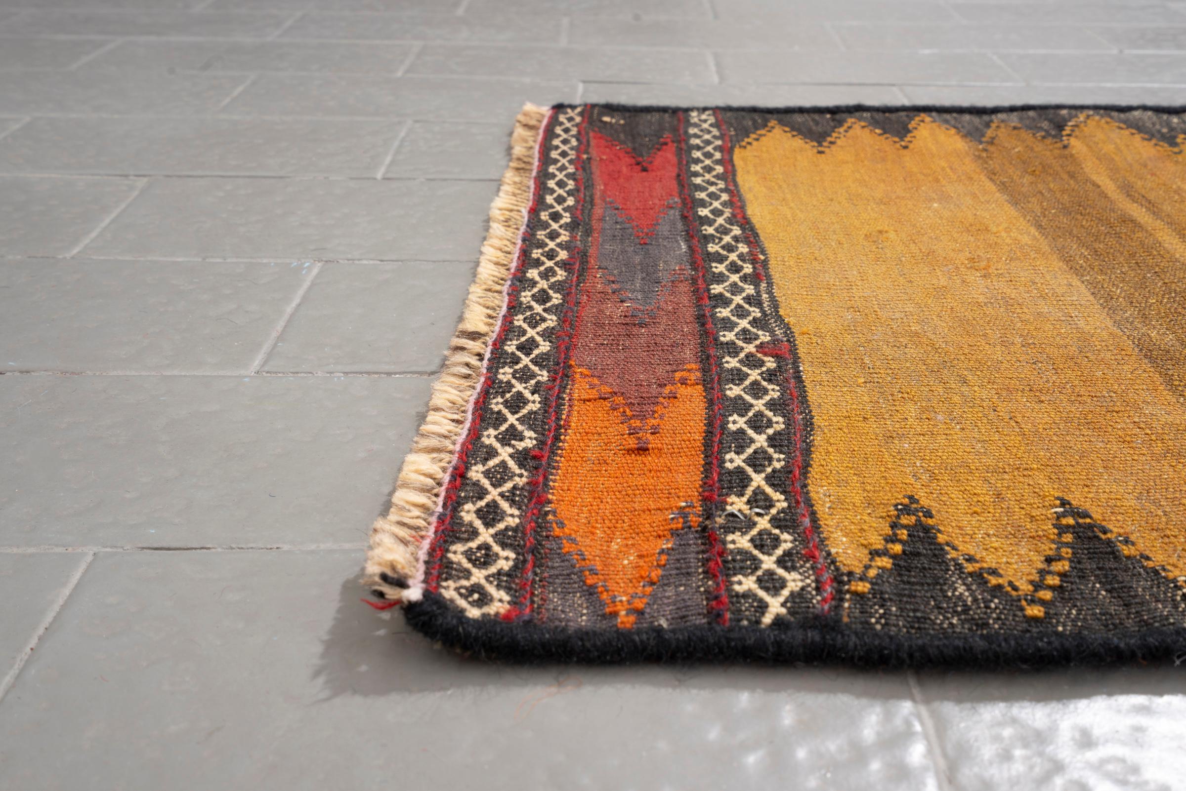 Vintage Baluch Saffrom Persian Sofreh Rug