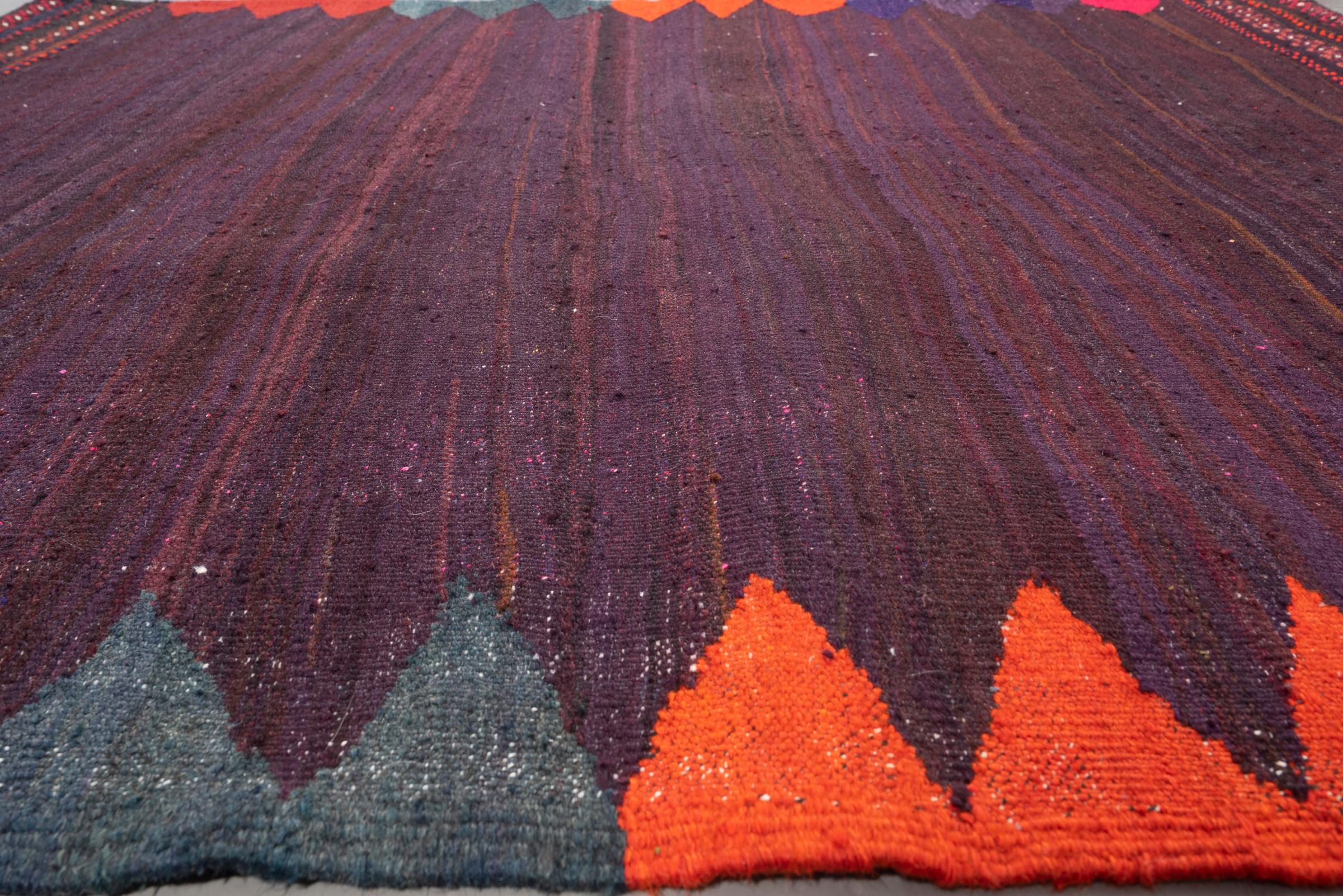 Vintage Afshar purple Abrash Persian Sofreh Rug