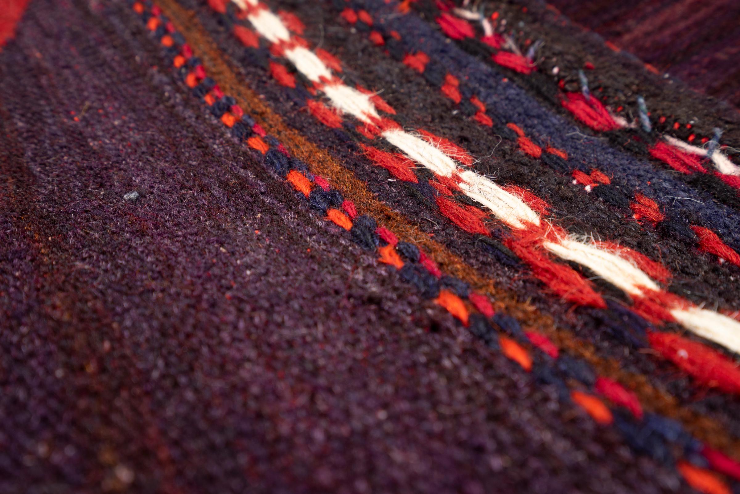 Vintage Afshar purple Abrash Persian Sofreh Rug