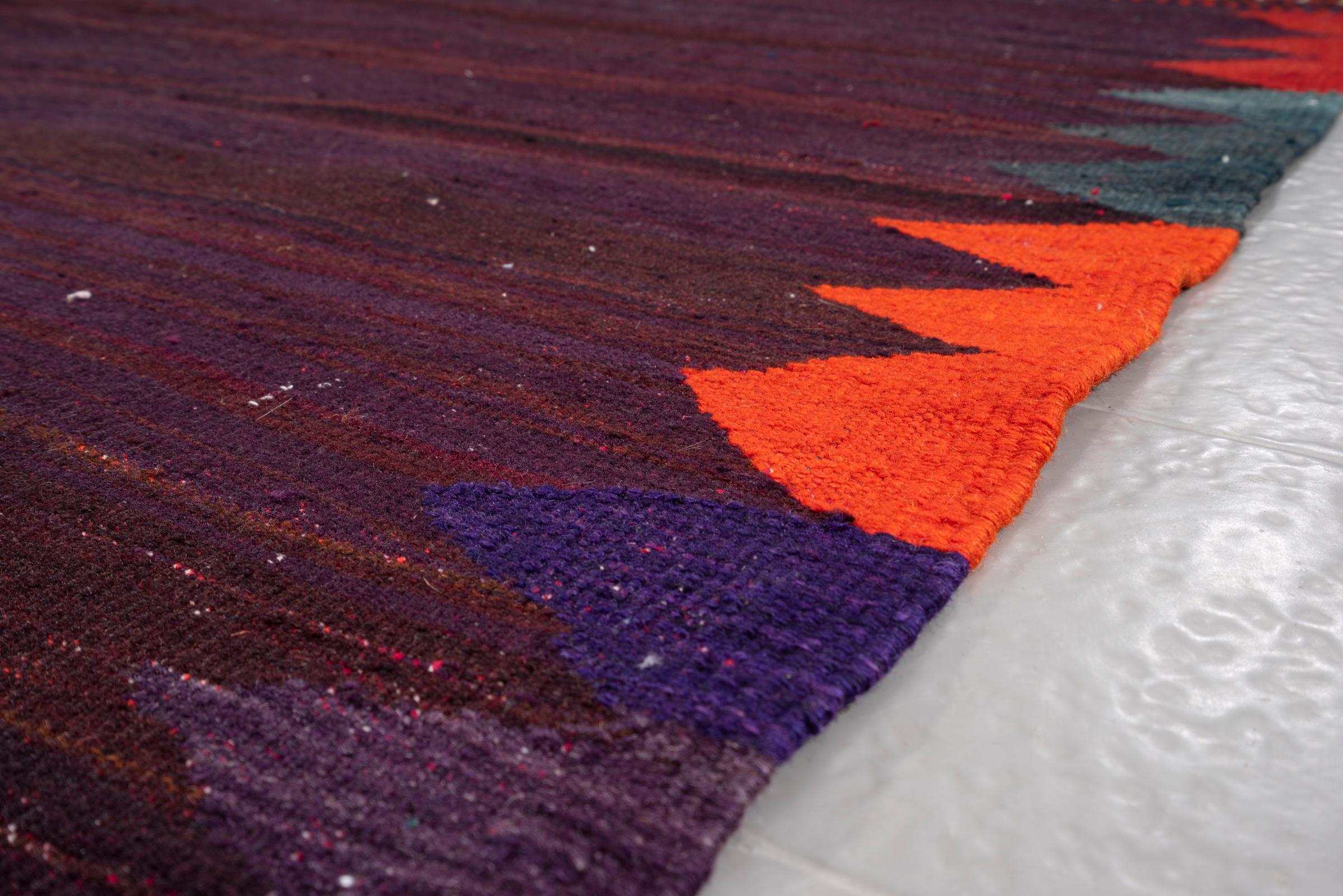 Vintage Afshar purple Abrash Persian Sofreh Rug