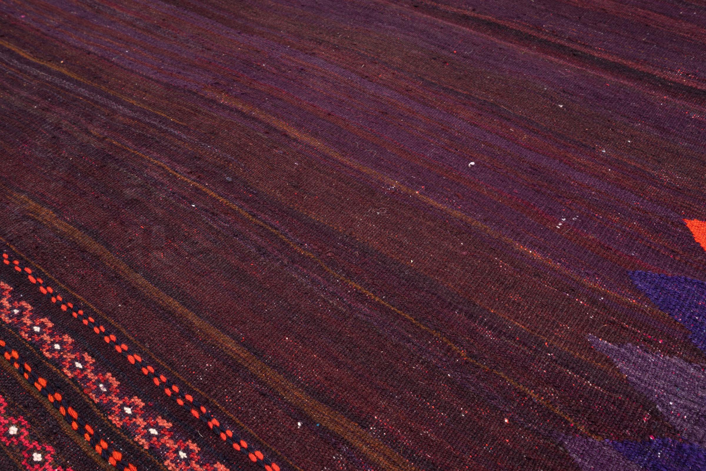 Vintage Afshar purple Abrash Persian Sofreh Rug