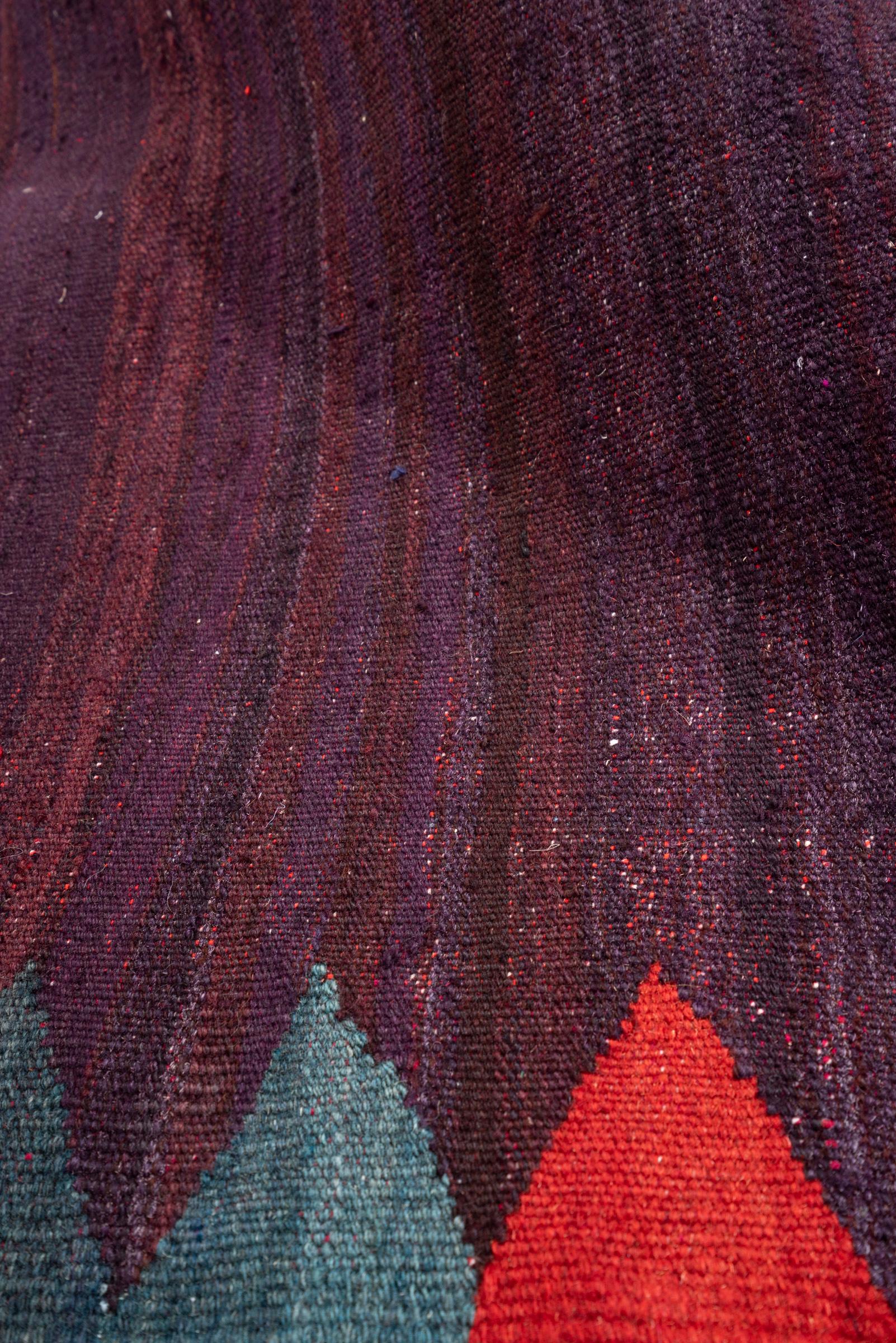 Vintage Afshar purple Abrash Persian Sofreh Rug