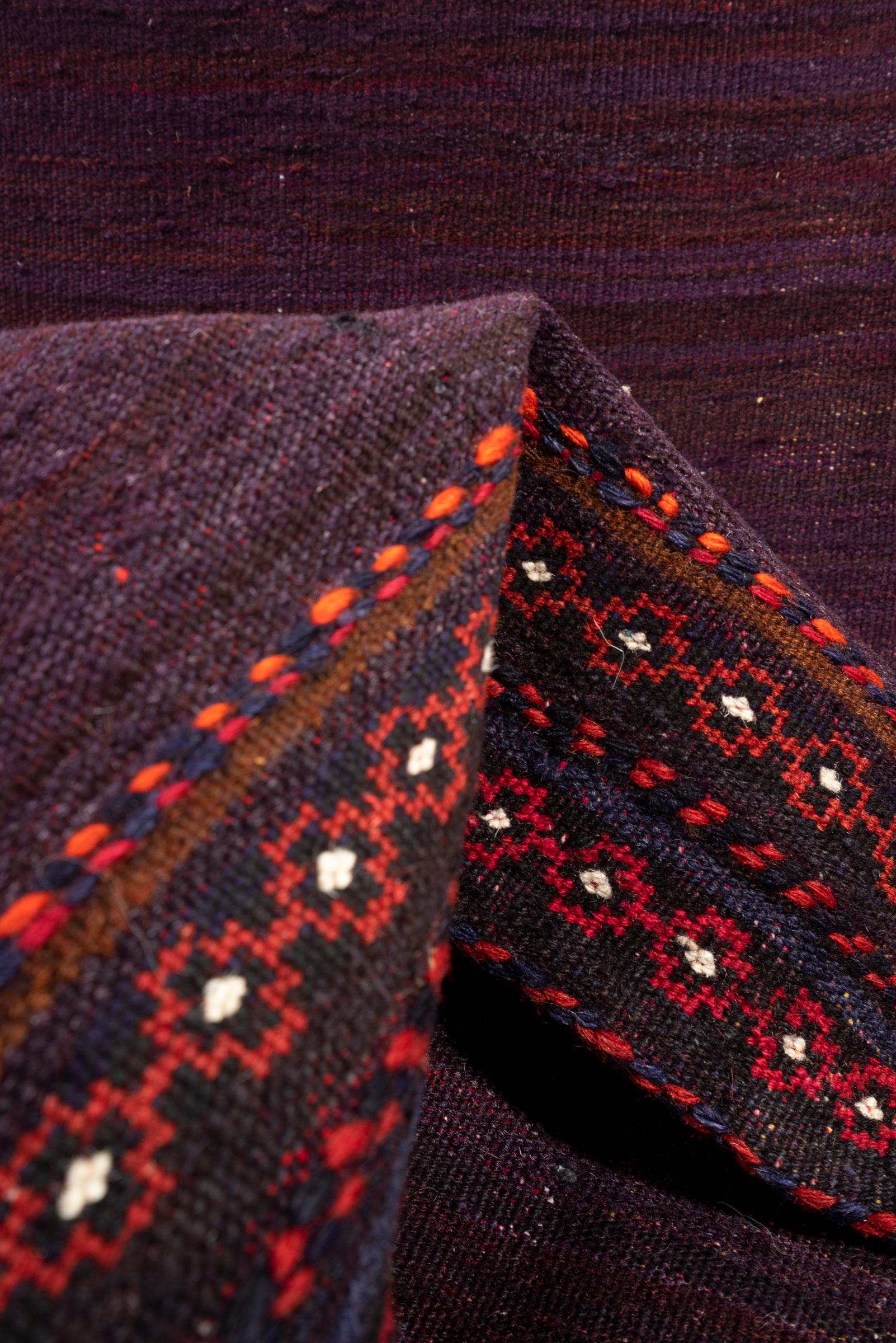 Vintage Afshar purple Abrash Persian Sofreh Rug