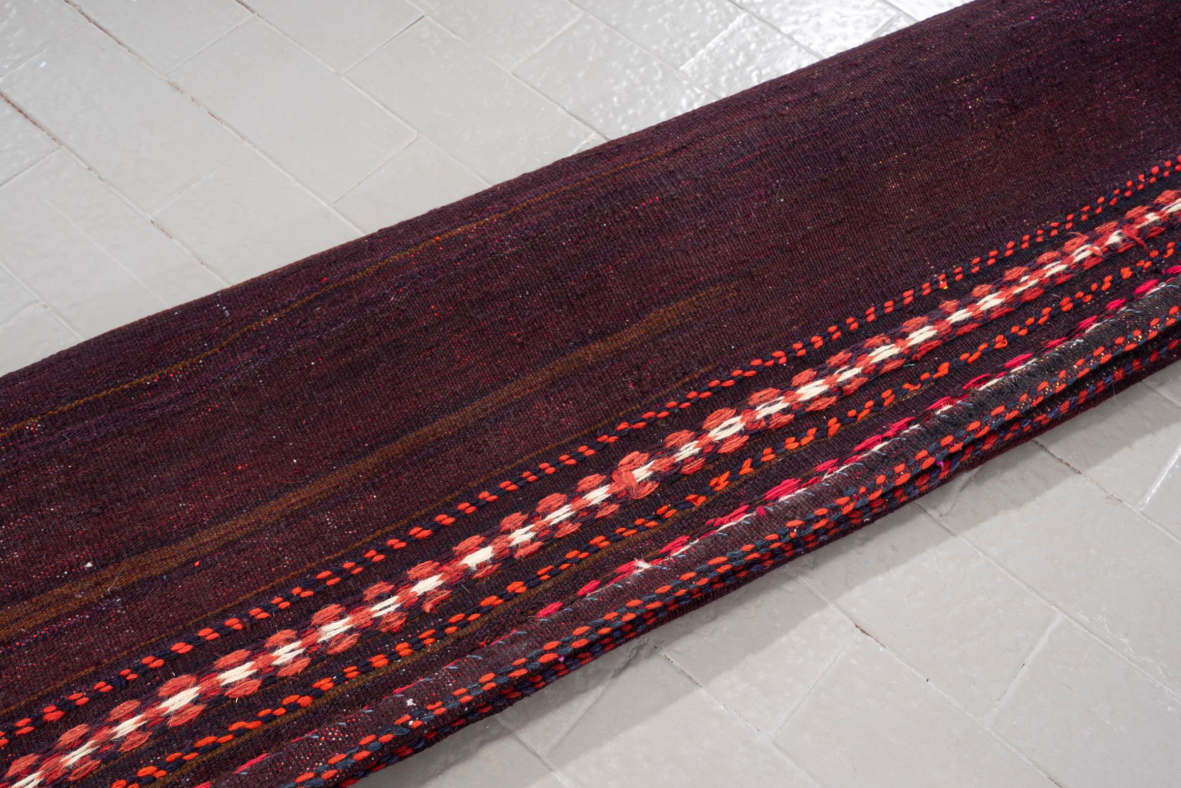 Vintage Afshar purple Abrash Persian Sofreh Rug