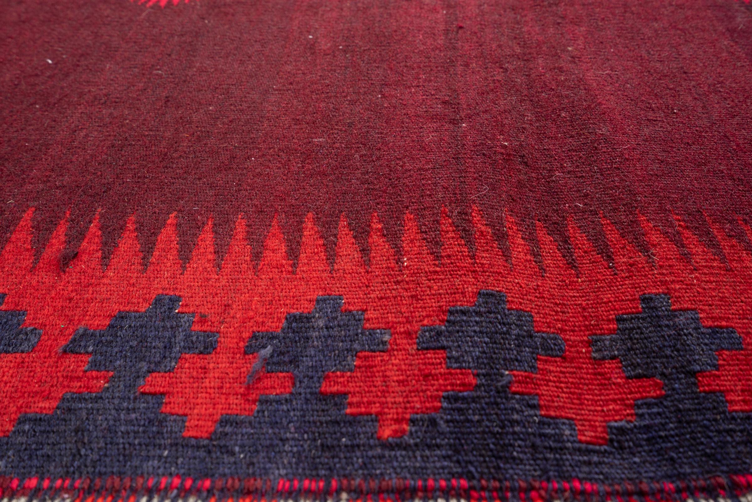 Vintage Afshar Crimson Abrash Persian Sofreh Rug