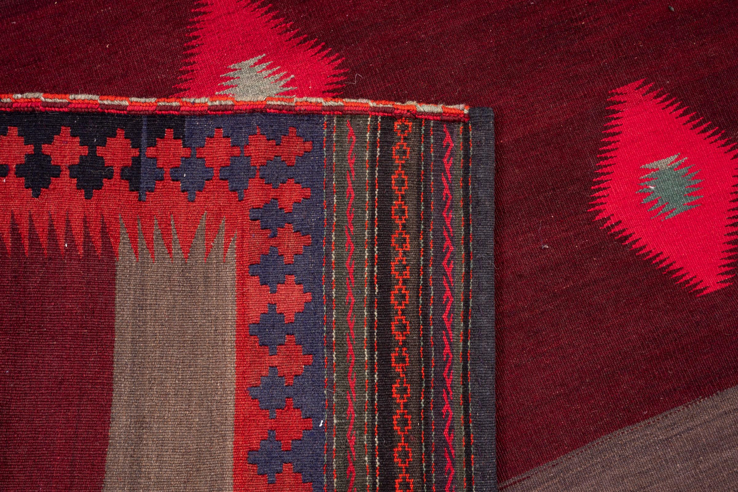 Vintage Afshar Crimson Abrash Persian Sofreh Rug