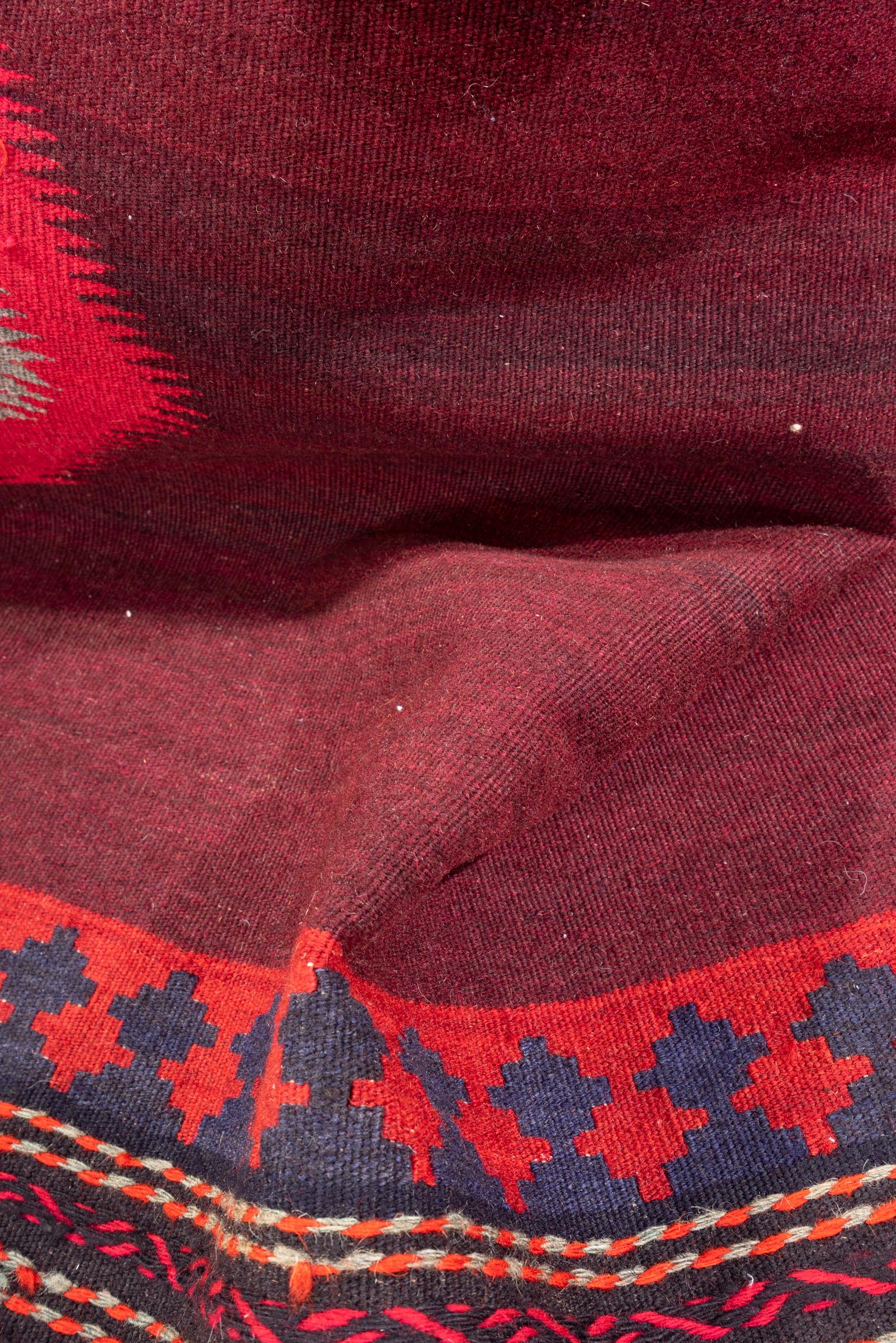 Vintage Afshar Crimson Abrash Persian Sofreh Rug