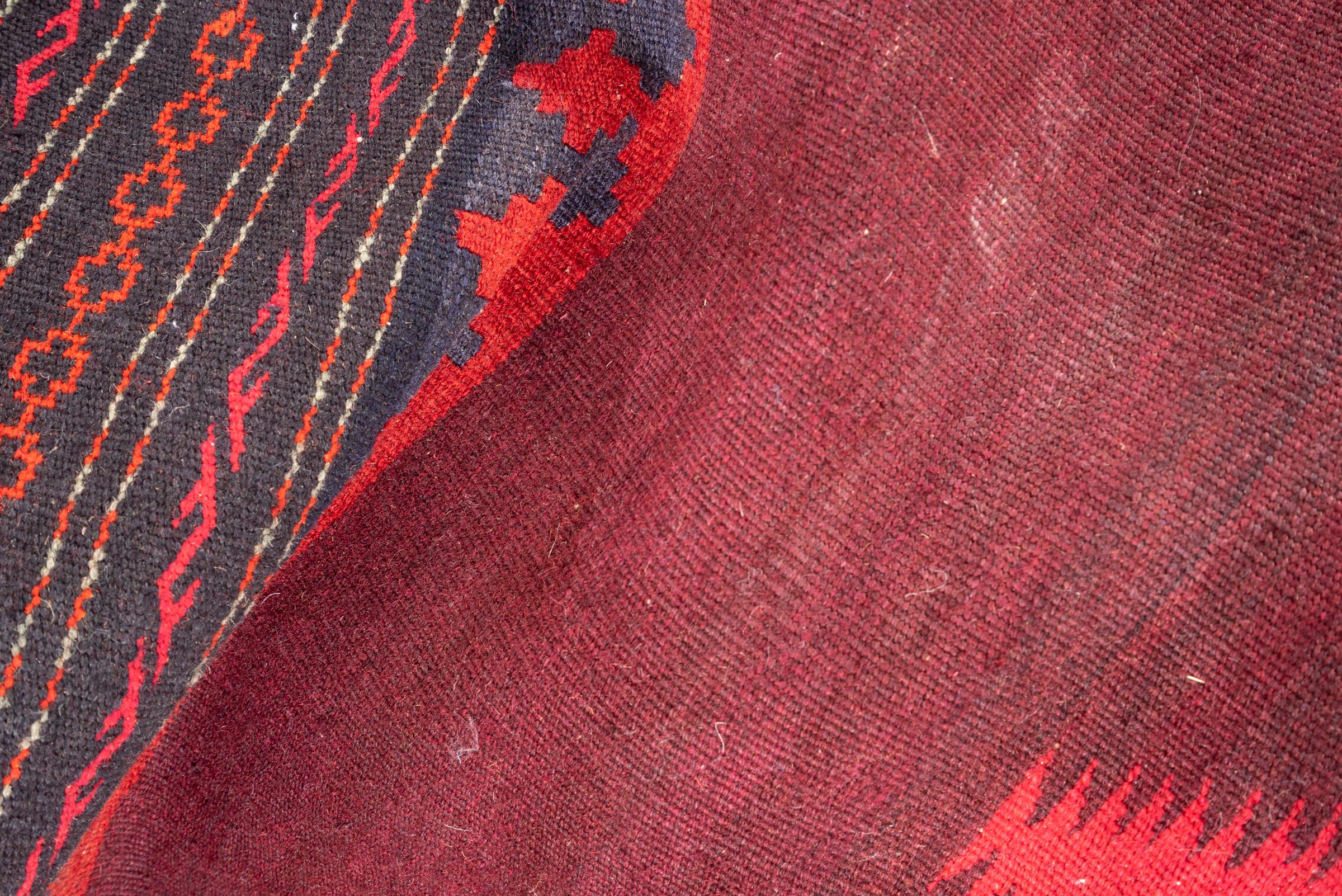 Vintage Afshar Crimson Abrash Persian Sofreh Rug