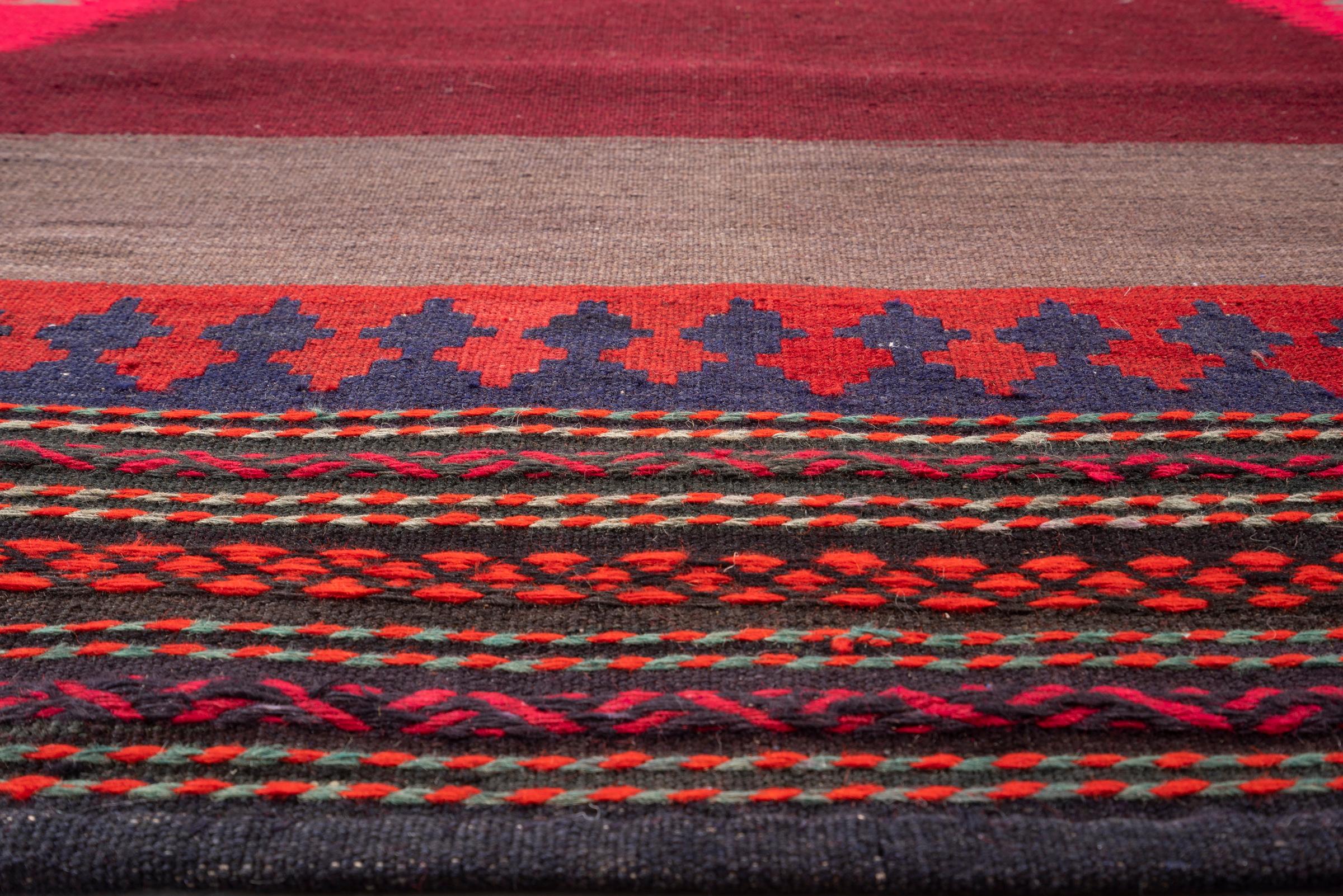 Vintage Afshar Crimson Abrash Persian Sofreh Rug