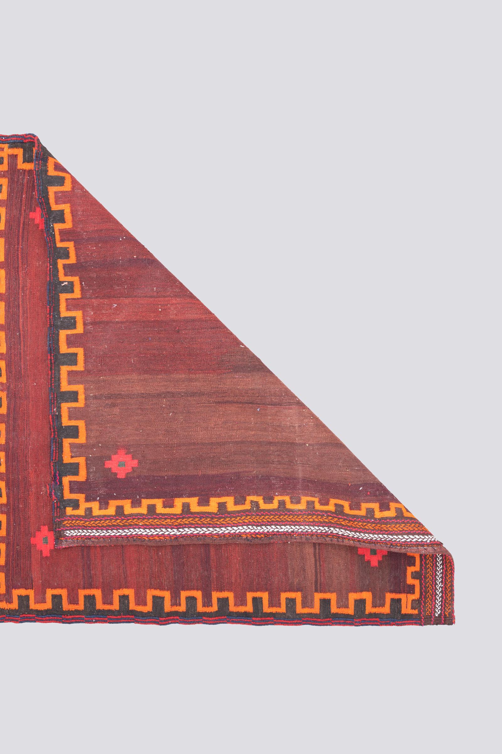 Vintage Afshar Brown/Orange Persian Sofreh Rug