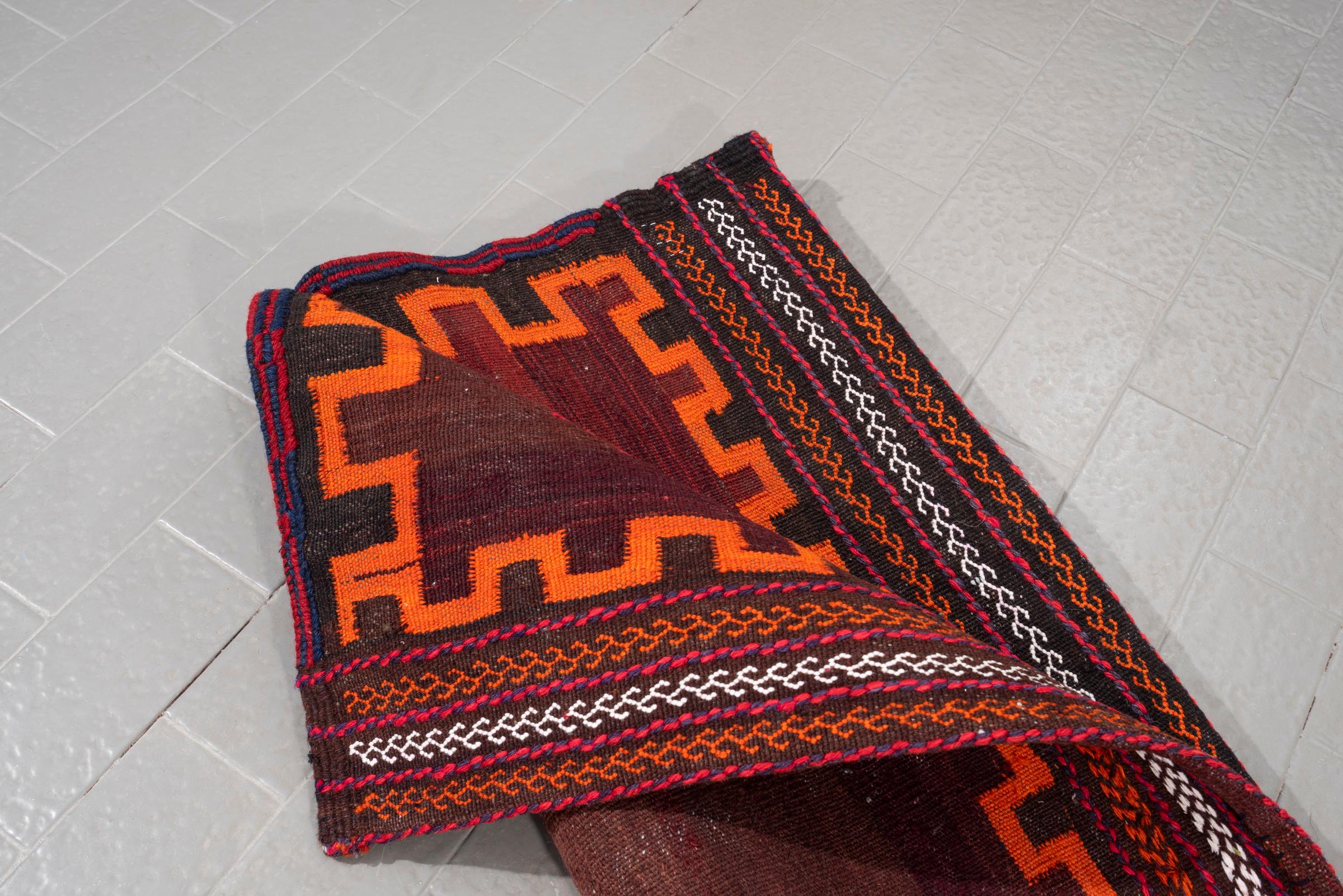 Vintage Afshar Brown/Orange Persian Sofreh Rug