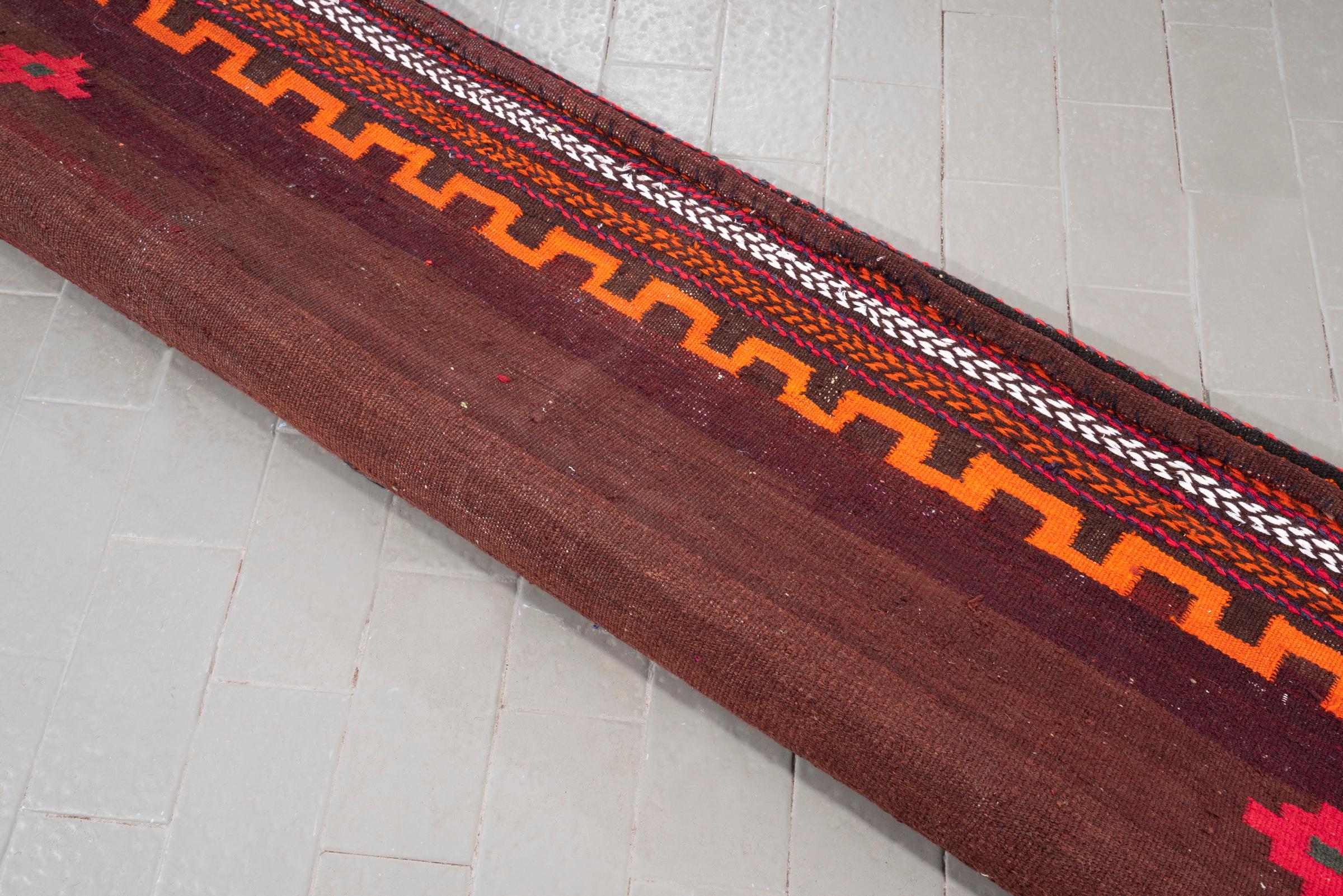 Vintage Afshar Brown/Orange Persian Sofreh Rug